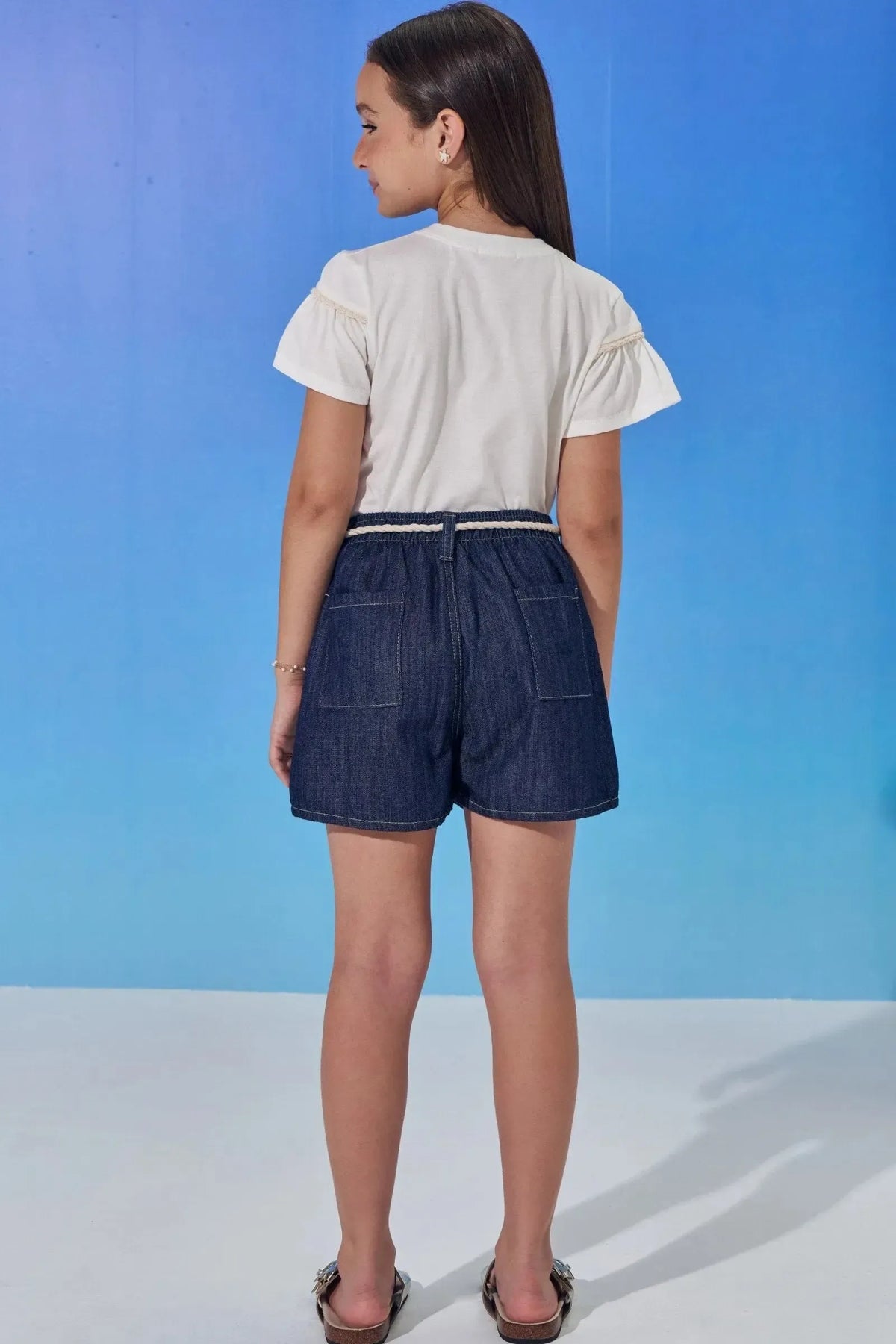 Shorts em Jeans com Elastano 98266 Vic Teen Menina