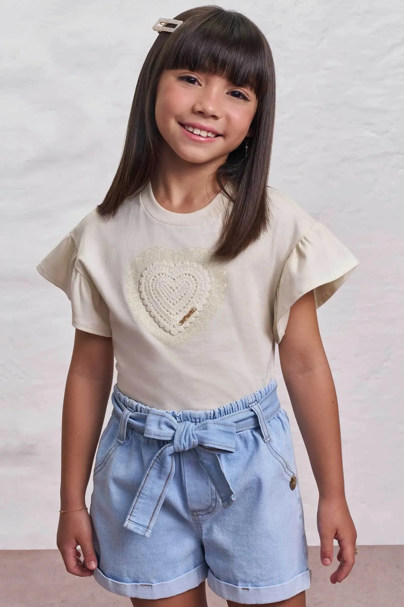 Shorts em Jeans com Elastano 98350 Infanti Infantil Menina