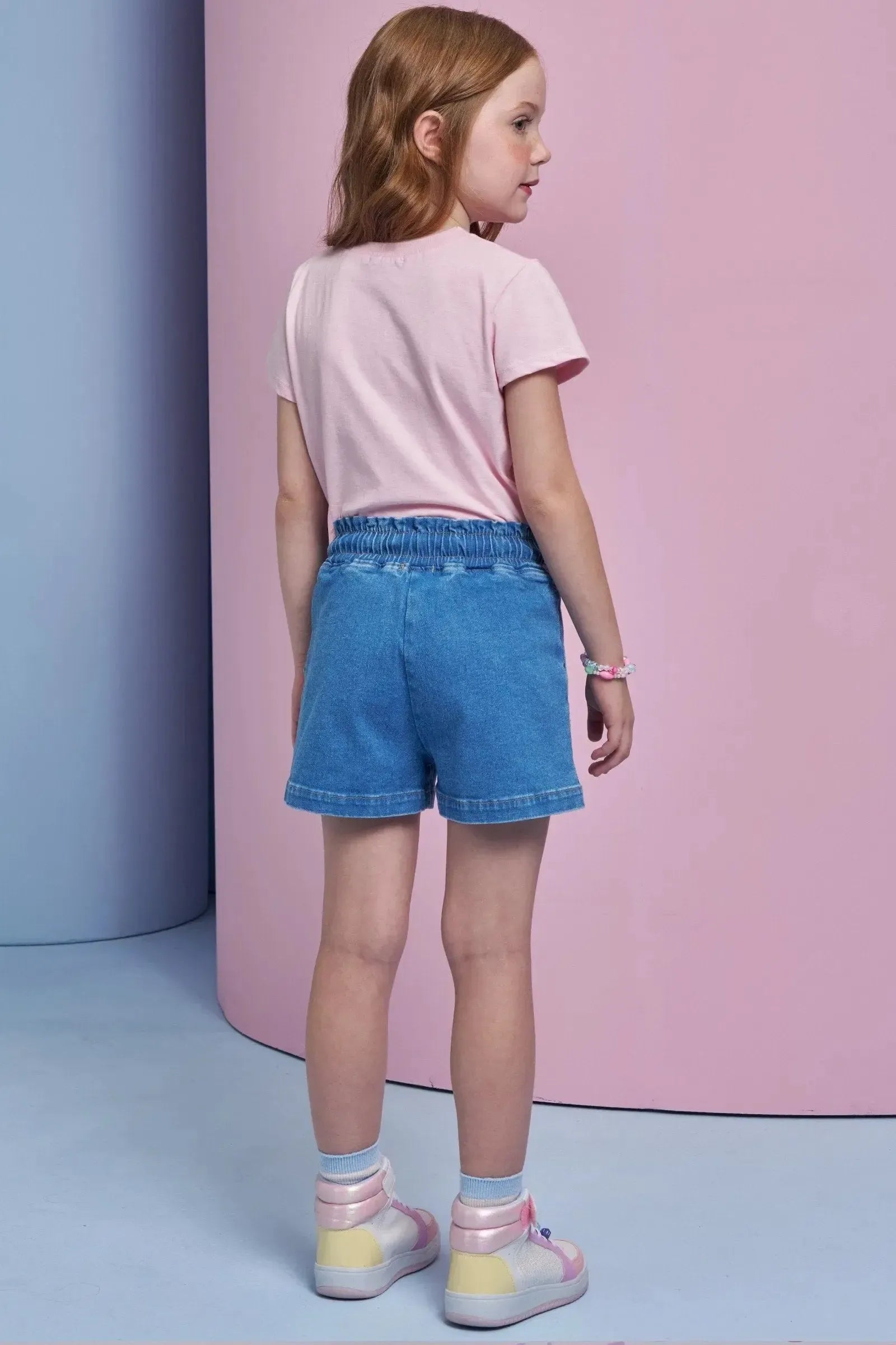 Shorts em Jeans com Elastano. Acompanha Presilha de Cabelo 95317 Infanti Infantil Menina