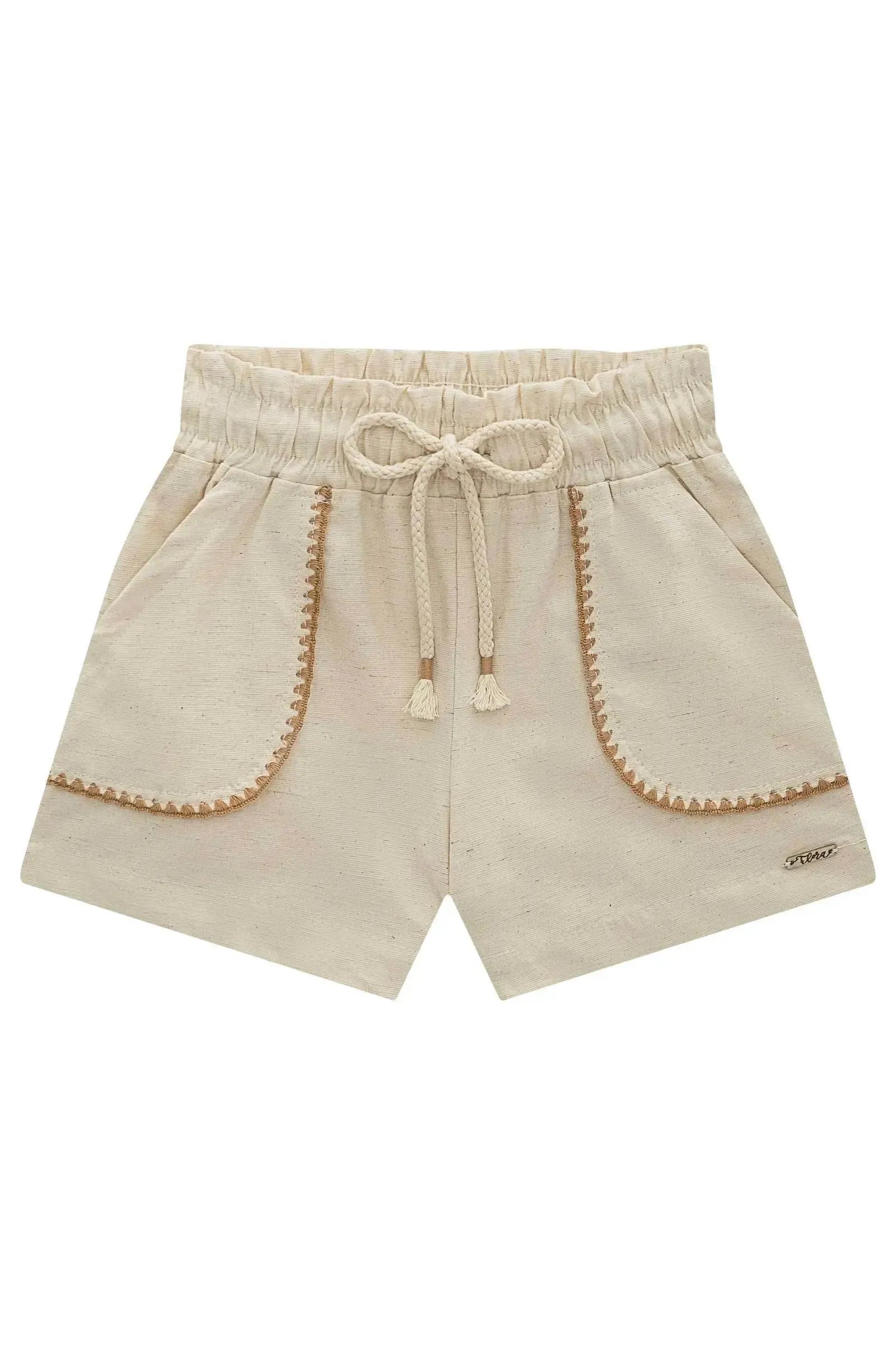 Shorts em Linho com Elastano 98123 Infanti Infantil Menina