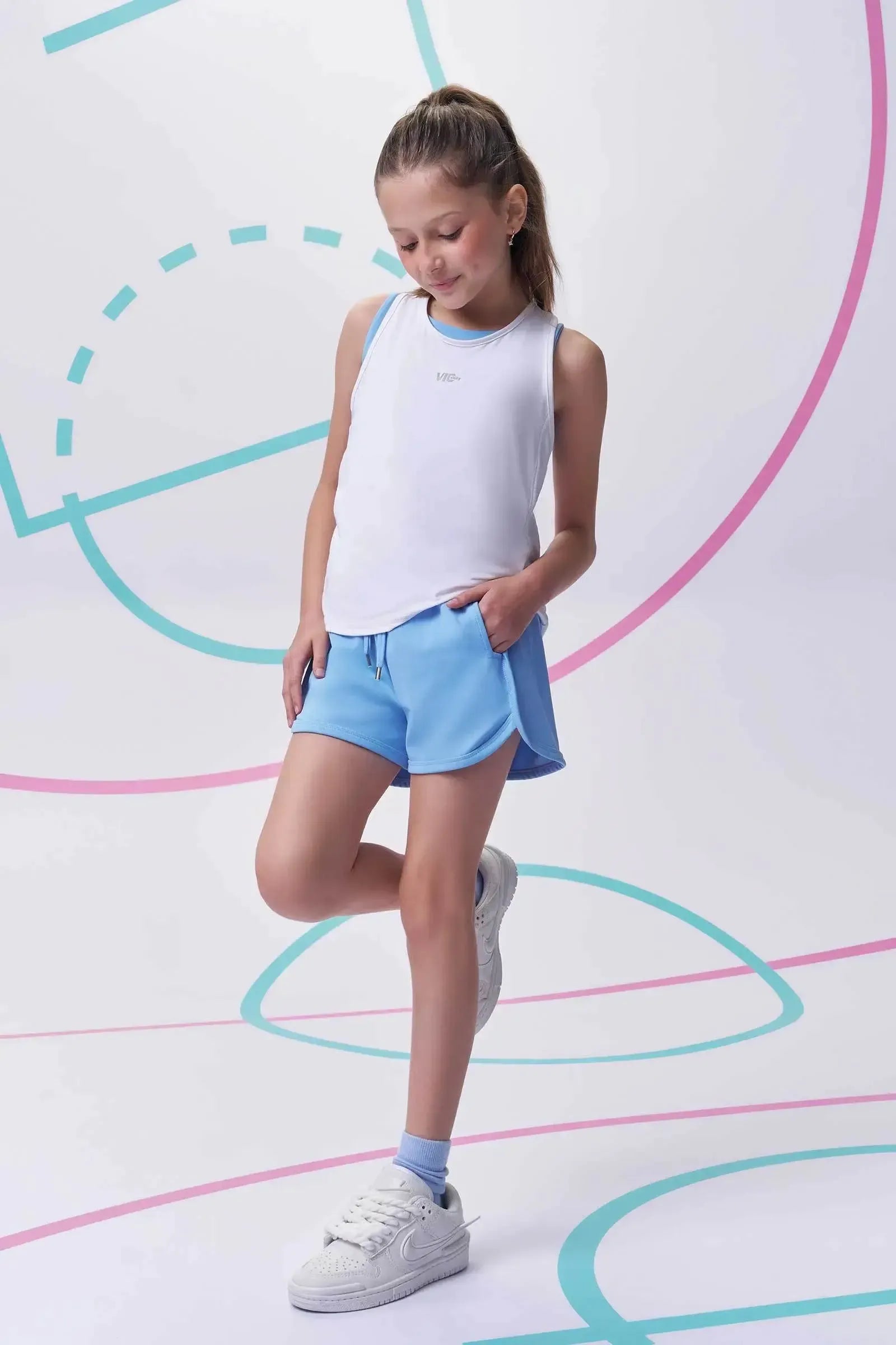 Shorts em Malha Poliamida UV50 96264 Vic&Vicky Teen Menina