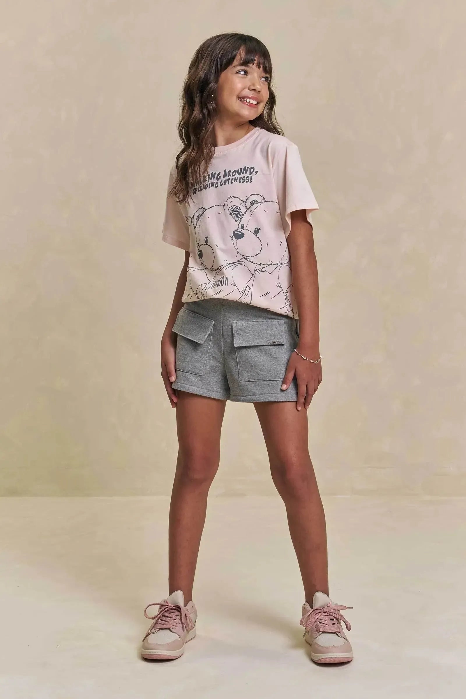 Shorts em Moletom sem Pelúcia 94403 Lilimoon Teen Menina