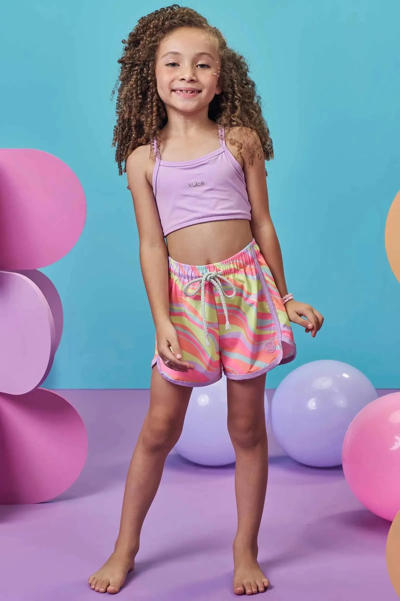 Shorts em Nylon com Elastano 99003 Kukiê Infantil Menina