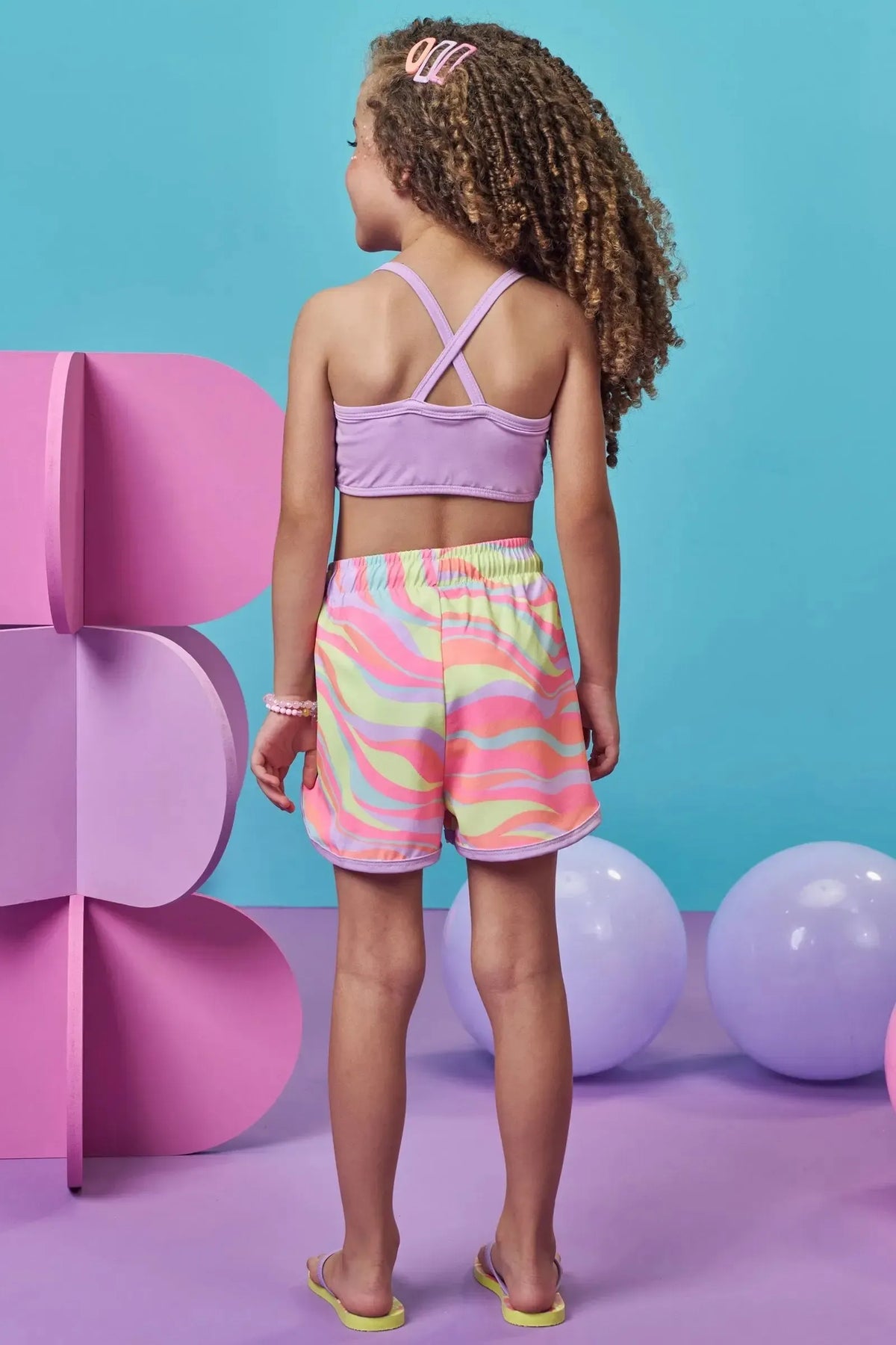 Shorts em Nylon com Elastano 99003 Kukiê Infantil Menina