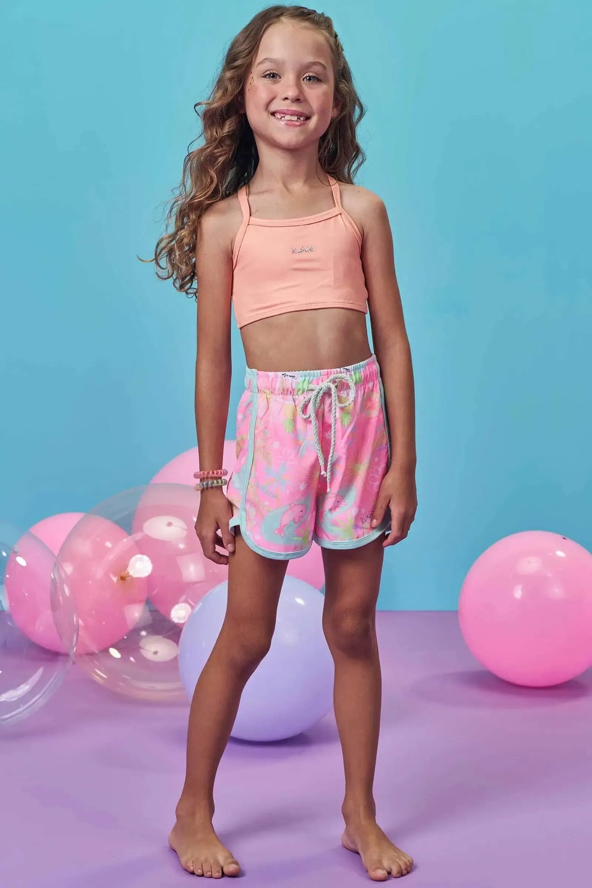 Shorts em Nylon com Elastano 99110 Kukiê Infantil Menina