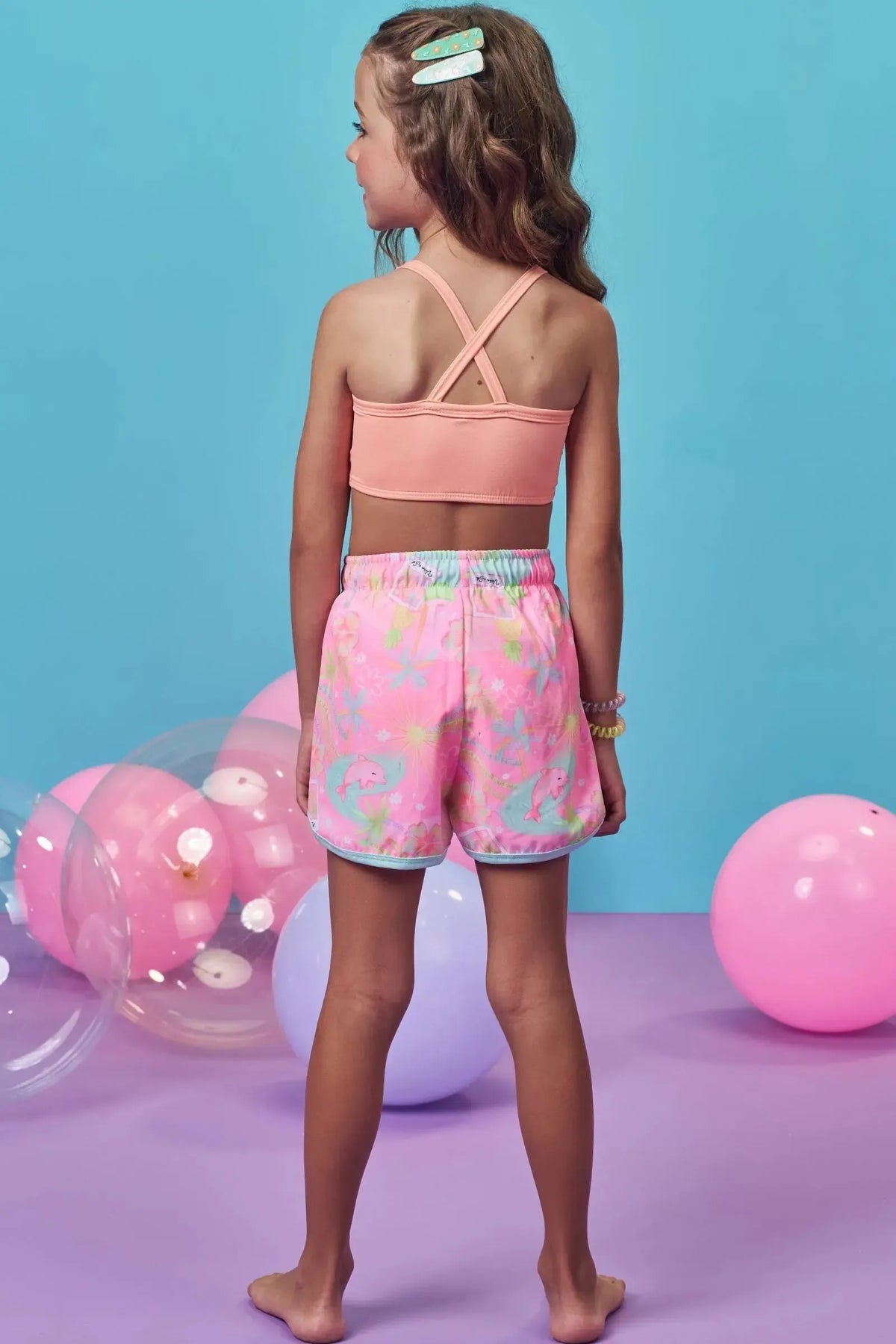 Shorts em Nylon com Elastano 99110 Kukiê Infantil Menina