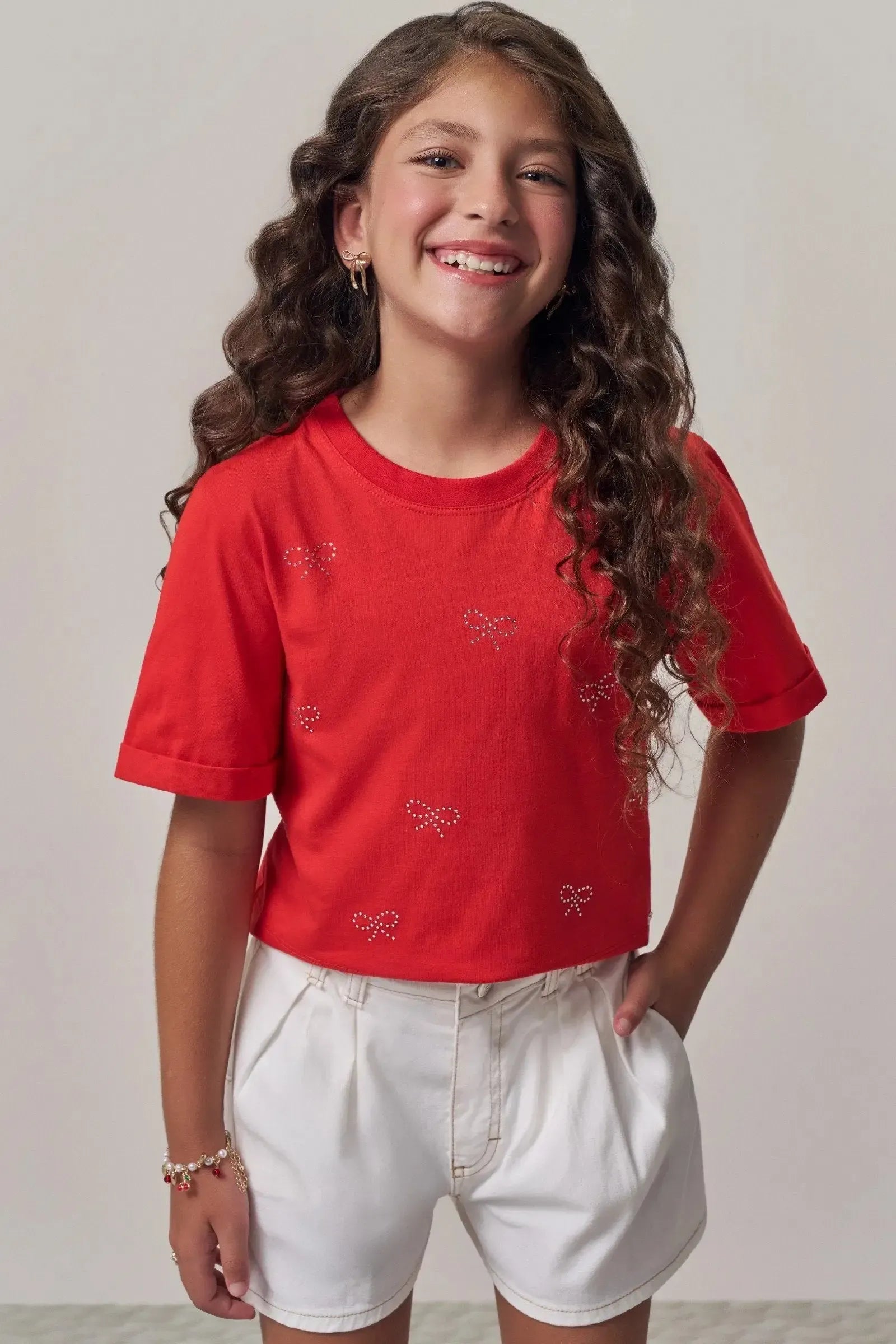 Shorts em Sarja com Elastano 98165 Lilimoon Teen Menina