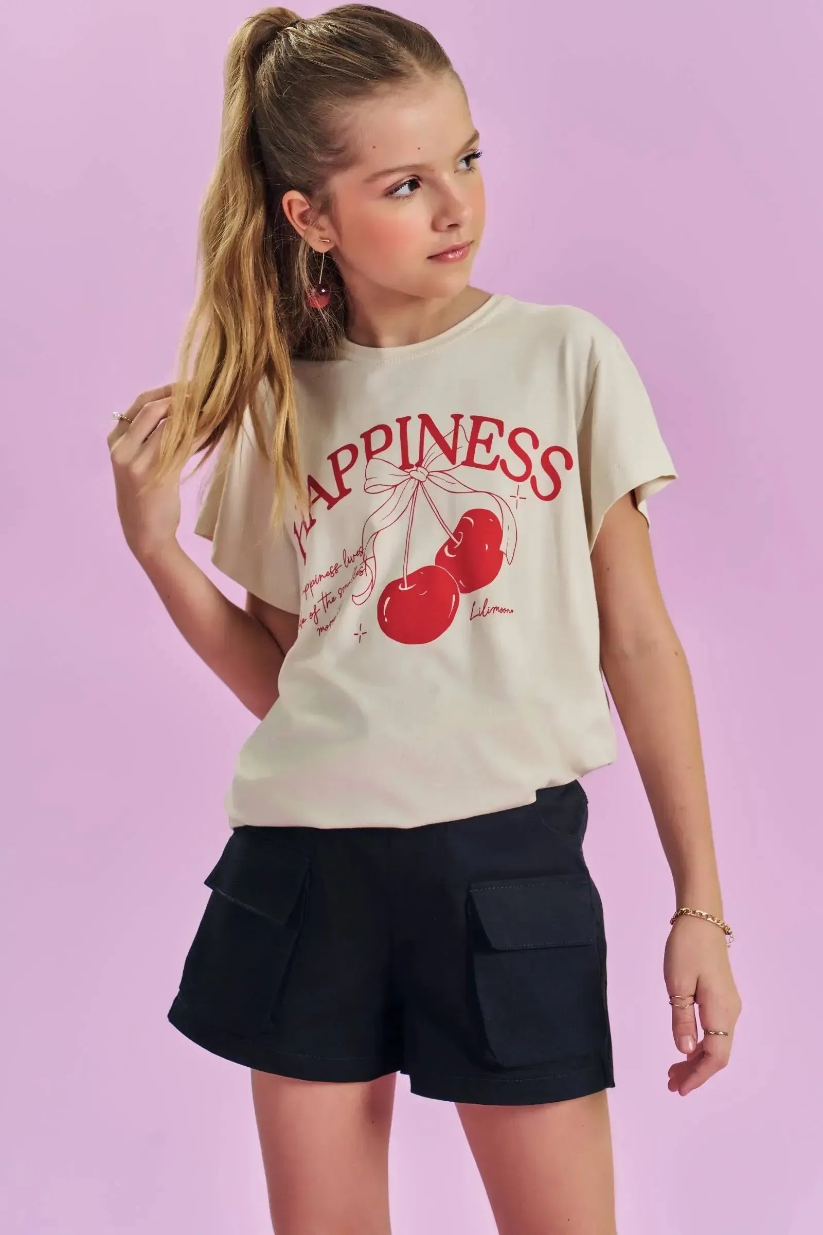 Shorts em Sarja com Elastano 83406 Lilimoon Teen Menina