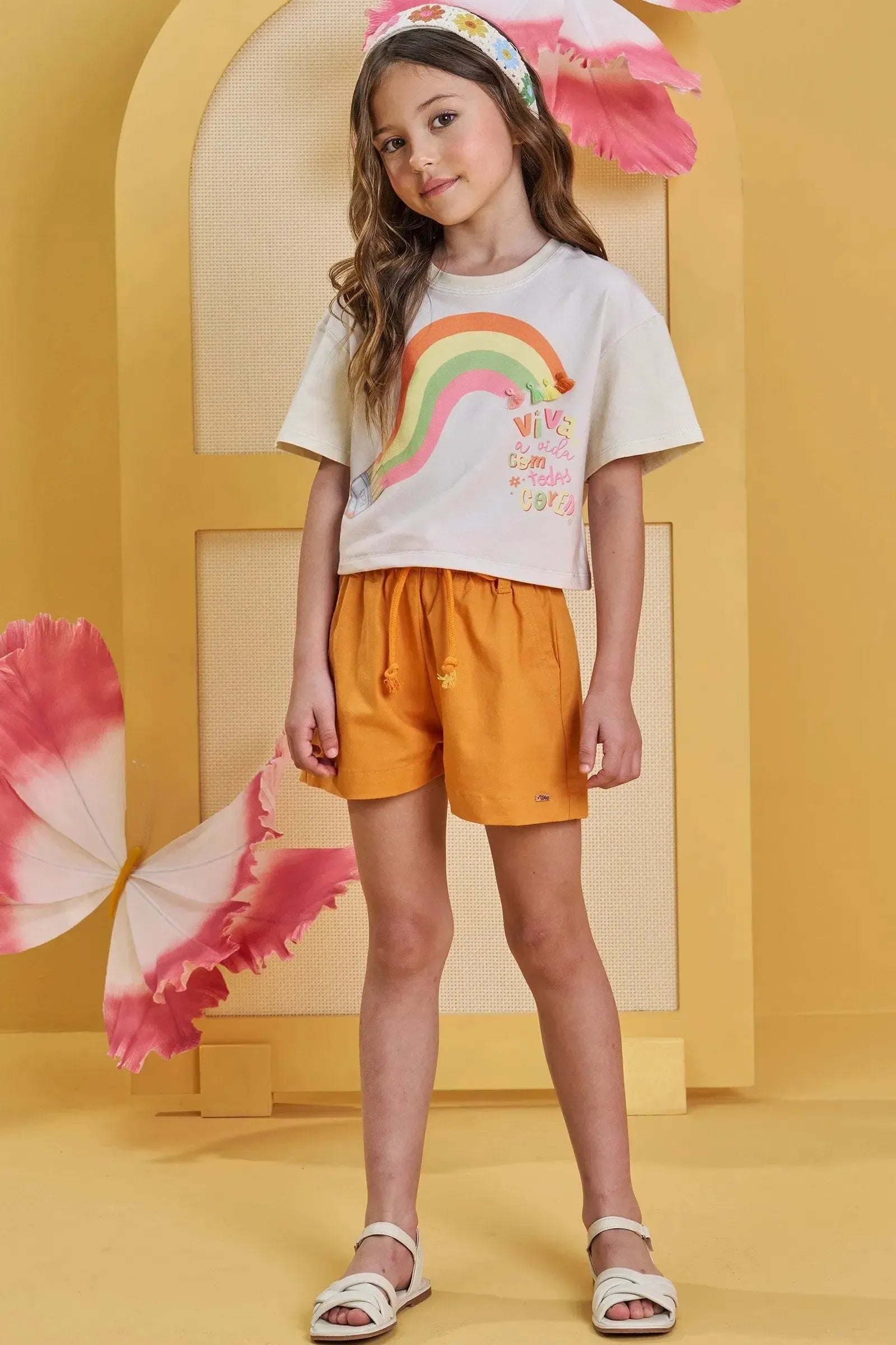 Shorts em Sarja com Elastano 85910 Infanti Infantil Menina