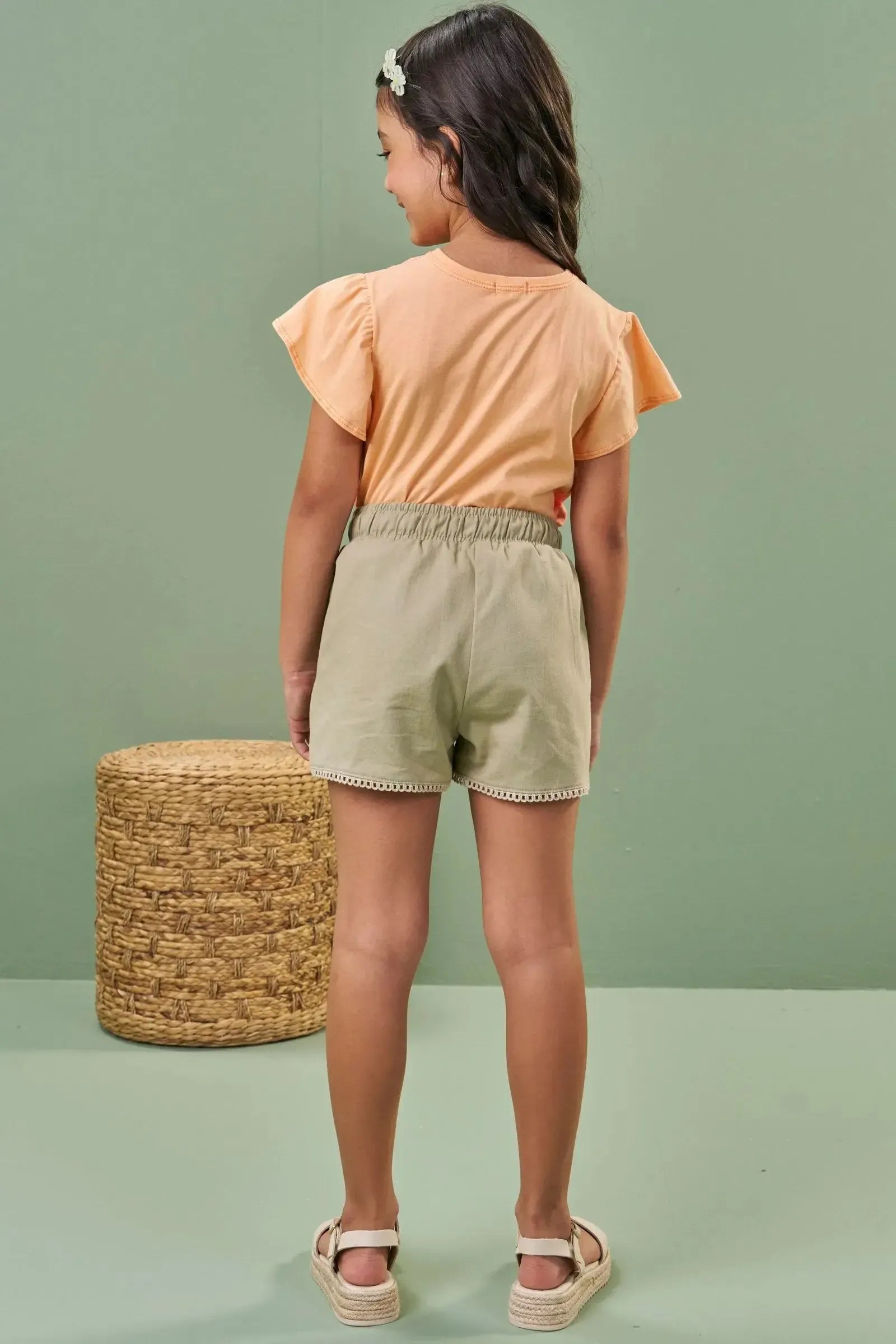 Shorts em Sarja com Elastano 88046 Kukiê Infantil Menina