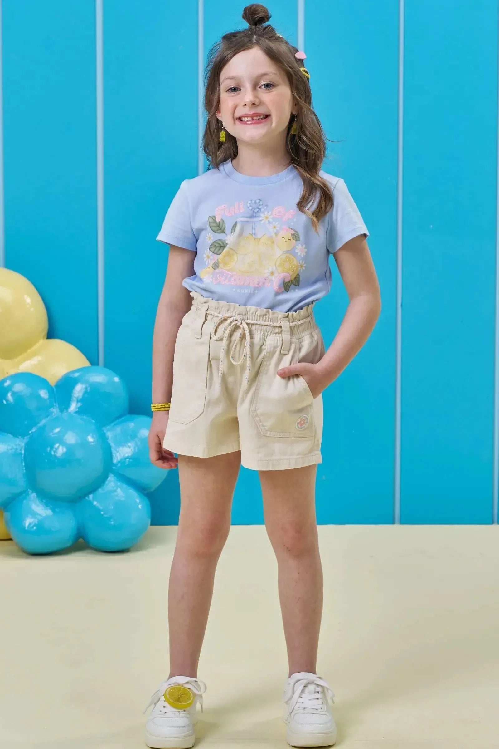 Shorts em Sarja com Elastano 94823 Kukiê Infantil Menina