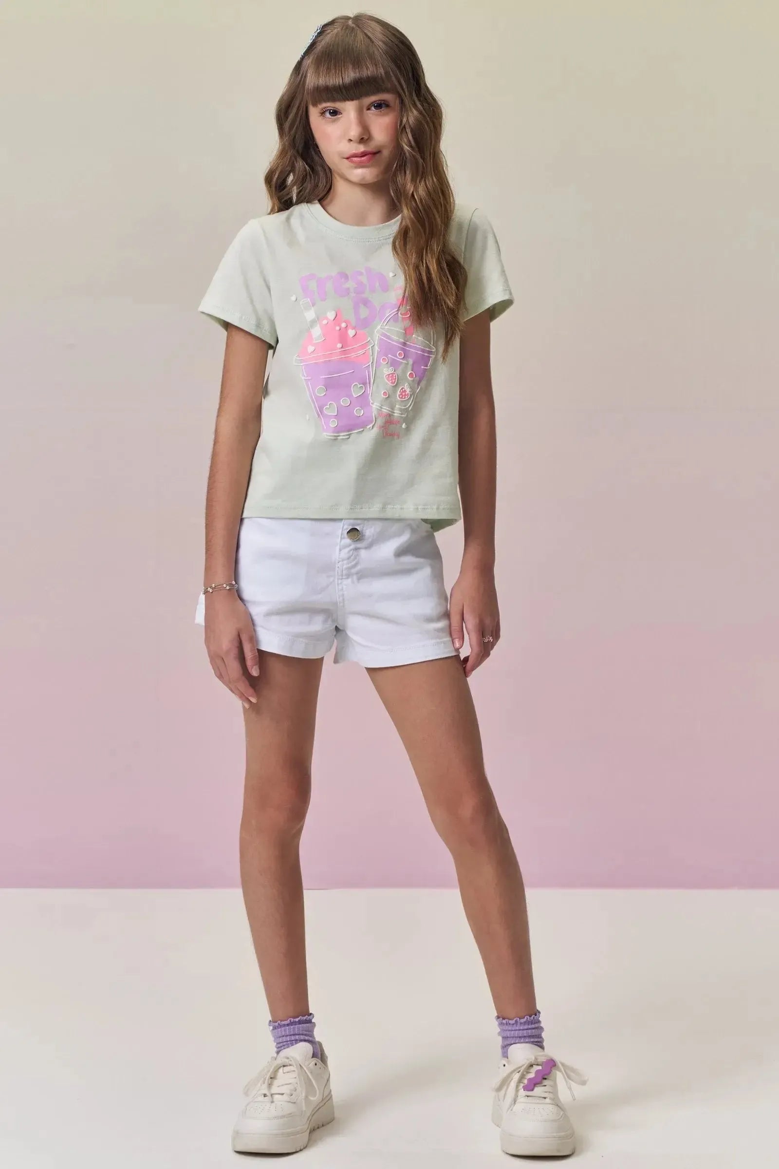 Shorts em Sarja com Elastano 95000 Vic&Vicky Teen Menina