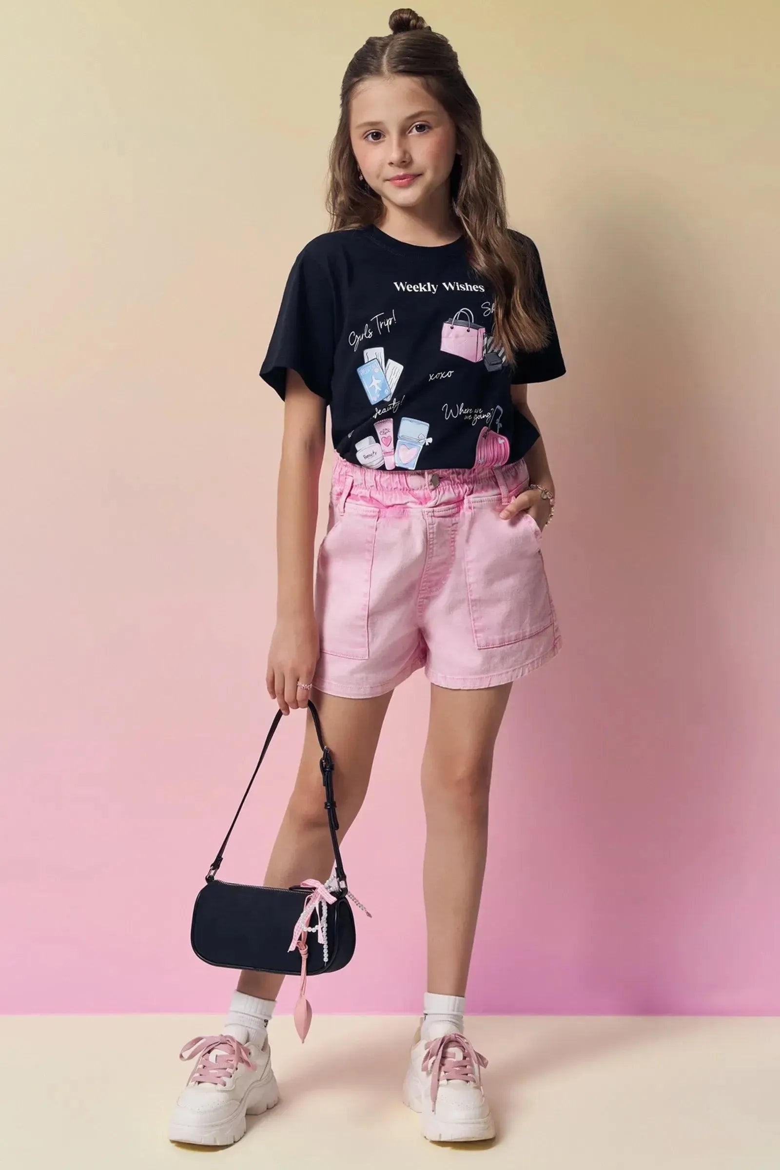 Shorts em Sarja com Elastano 95071 Vic&Vicky Teen Menina