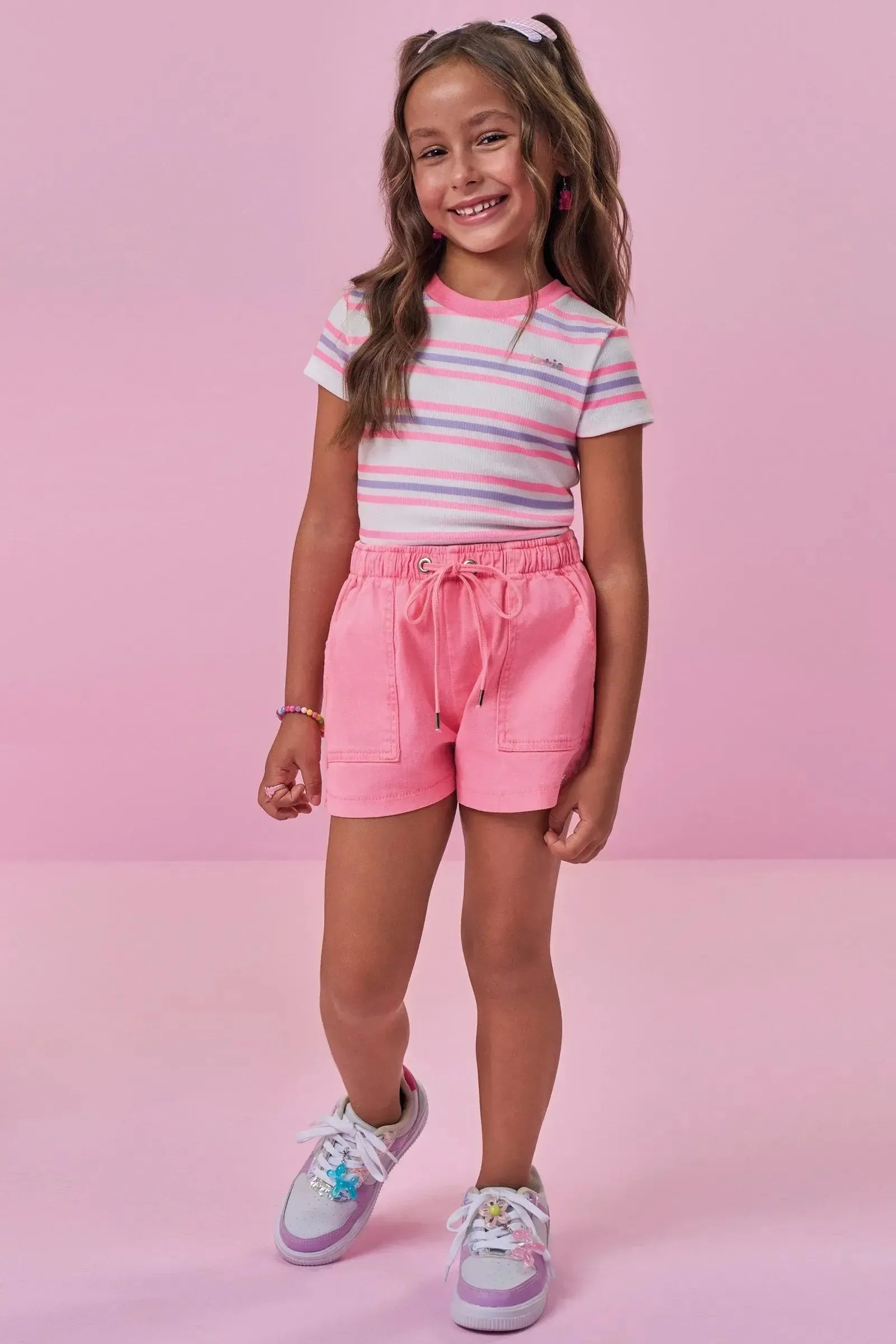 Shorts em Sarja com Elastano 98747 Kukiê Infantil Menina