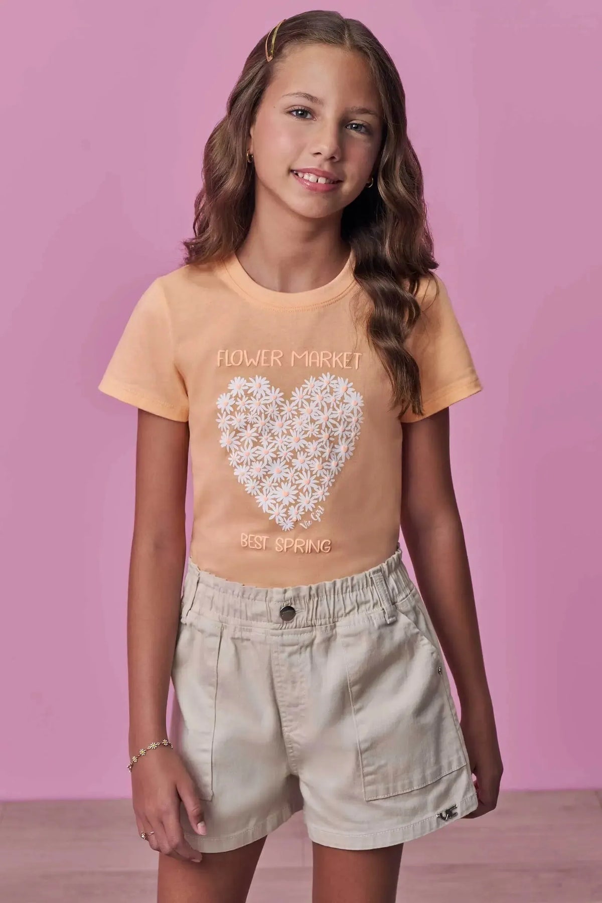 Shorts em Sarja com Elastano 98801 Vic Teen Menina