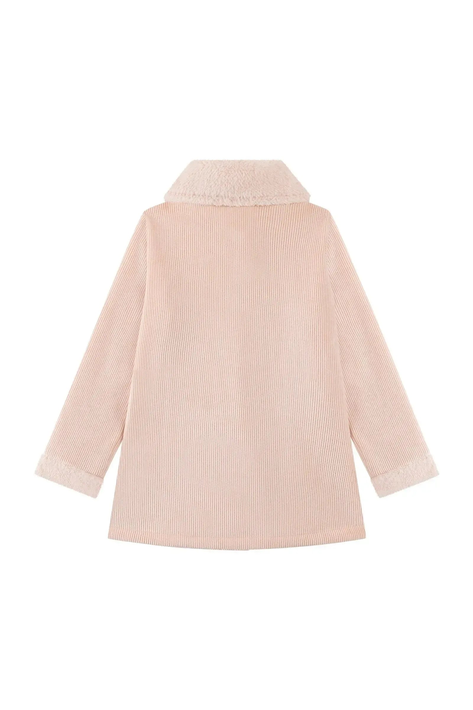 Sobretudo em Veludo Cotelê Dublado com Pelo Carneirinho 91678 Kukiê Infantil Menina