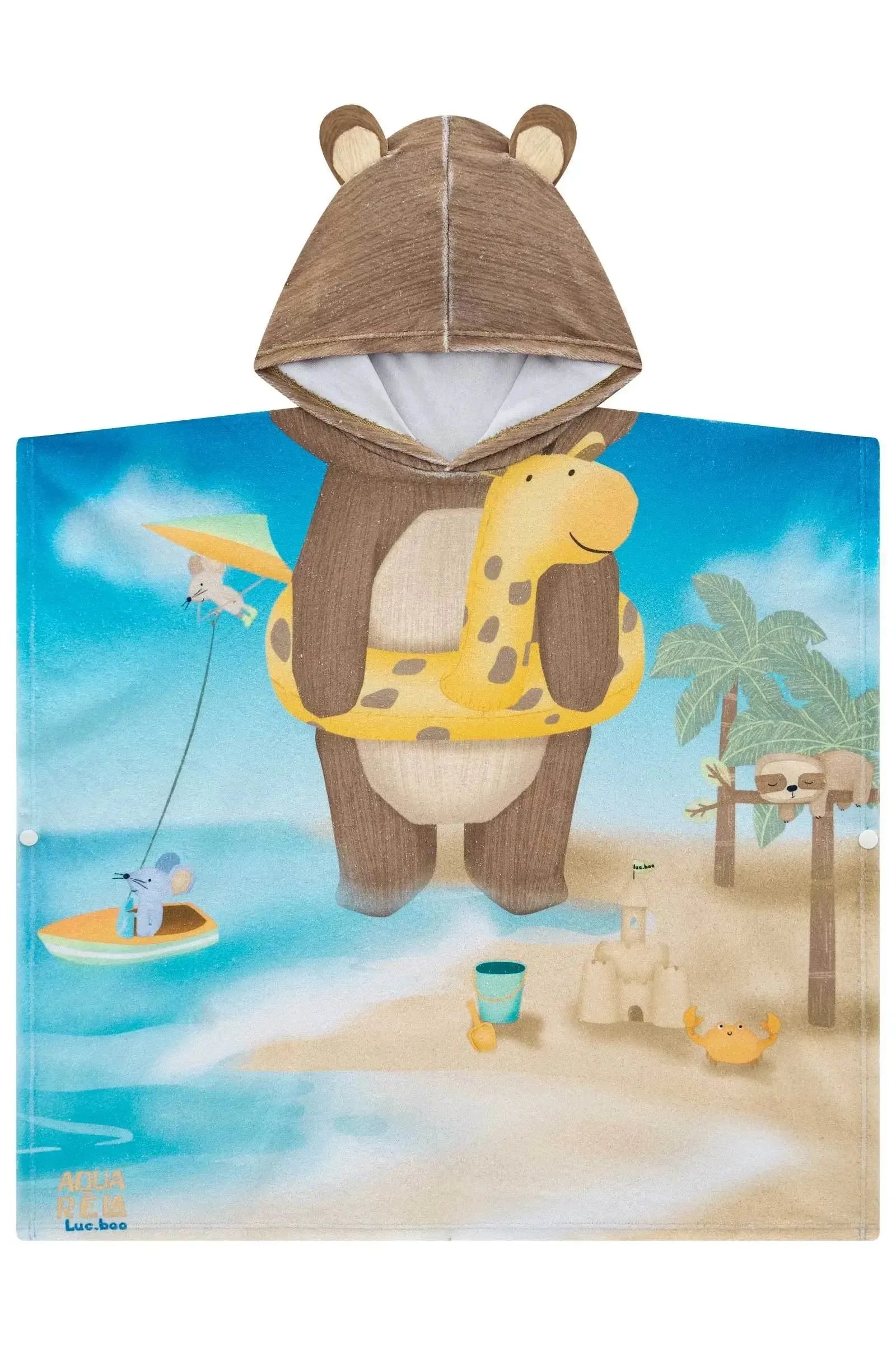 Toalha Poncho com Capuz em Plush Atoalhado 95758 LucBoo Bebê Menino