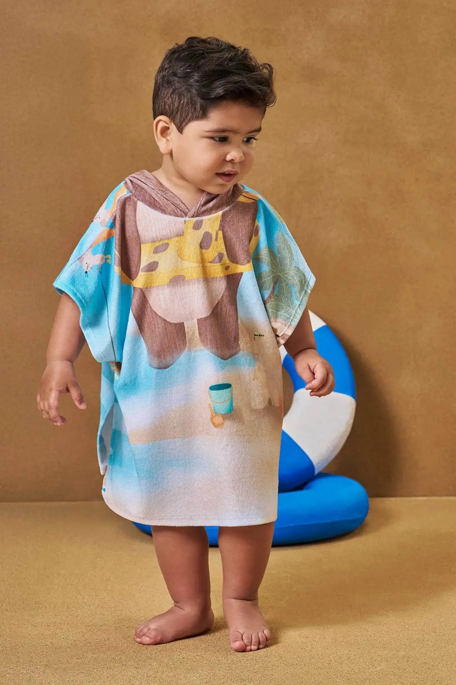 Toalha Poncho com Capuz em Plush Atoalhado 95758 LucBoo Bebê Menino