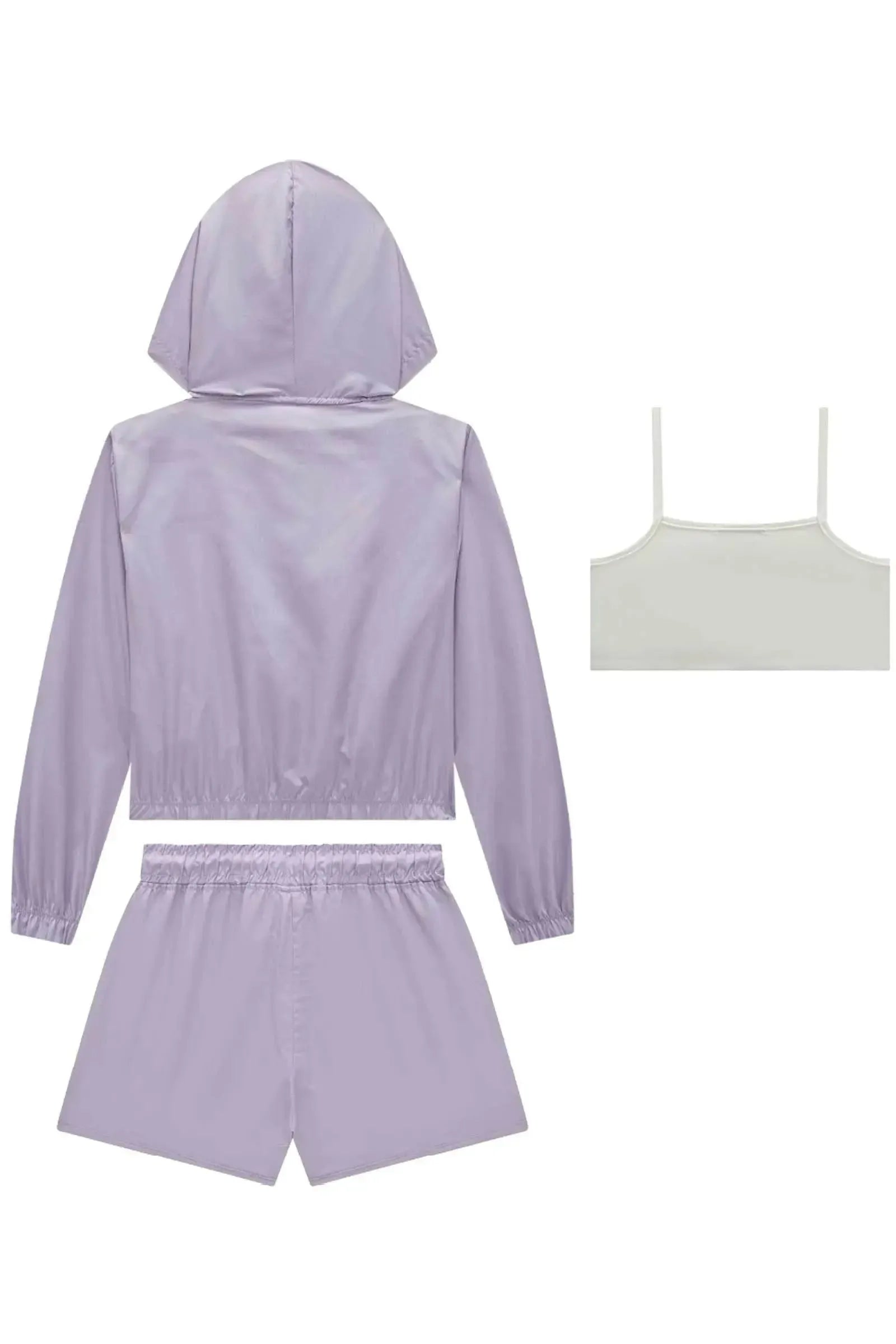 Trio com Jaqueta Boxy e Shorts em Nylon Aspen e Top em Malha UV Dry 50+ 85334 Lilimoon Teen Menina