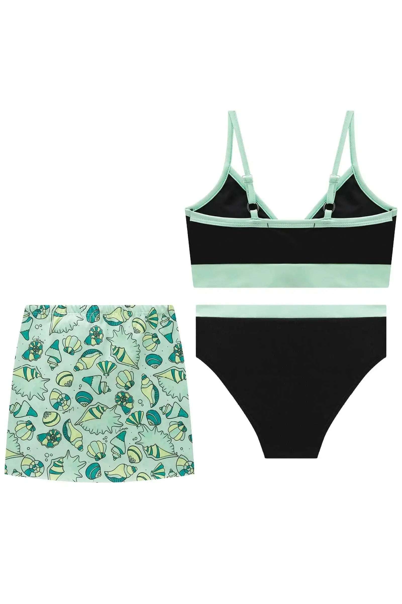 Trio de Biquíni com Top Calcinha e Saída de Praia em Malha UV Dry com Proteção UV 50+ 92884 Lilimoon Teen Menina