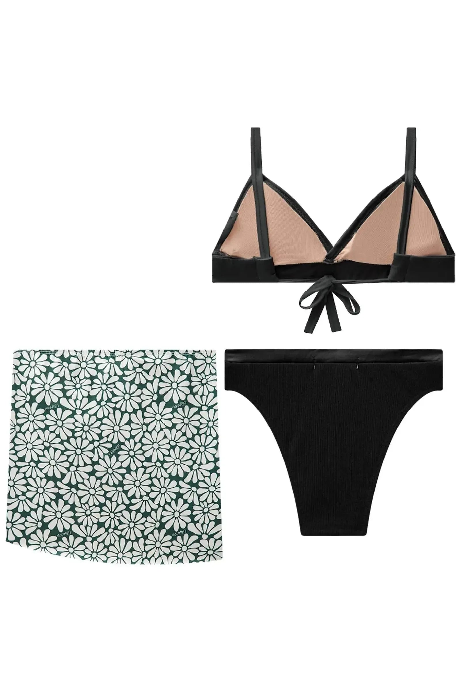 Trio de Biquíni com Top e Calcinha em Malha Jacquard Textura e Saia em Malha UV 50+ 84999 Lilimoon Teen Menina