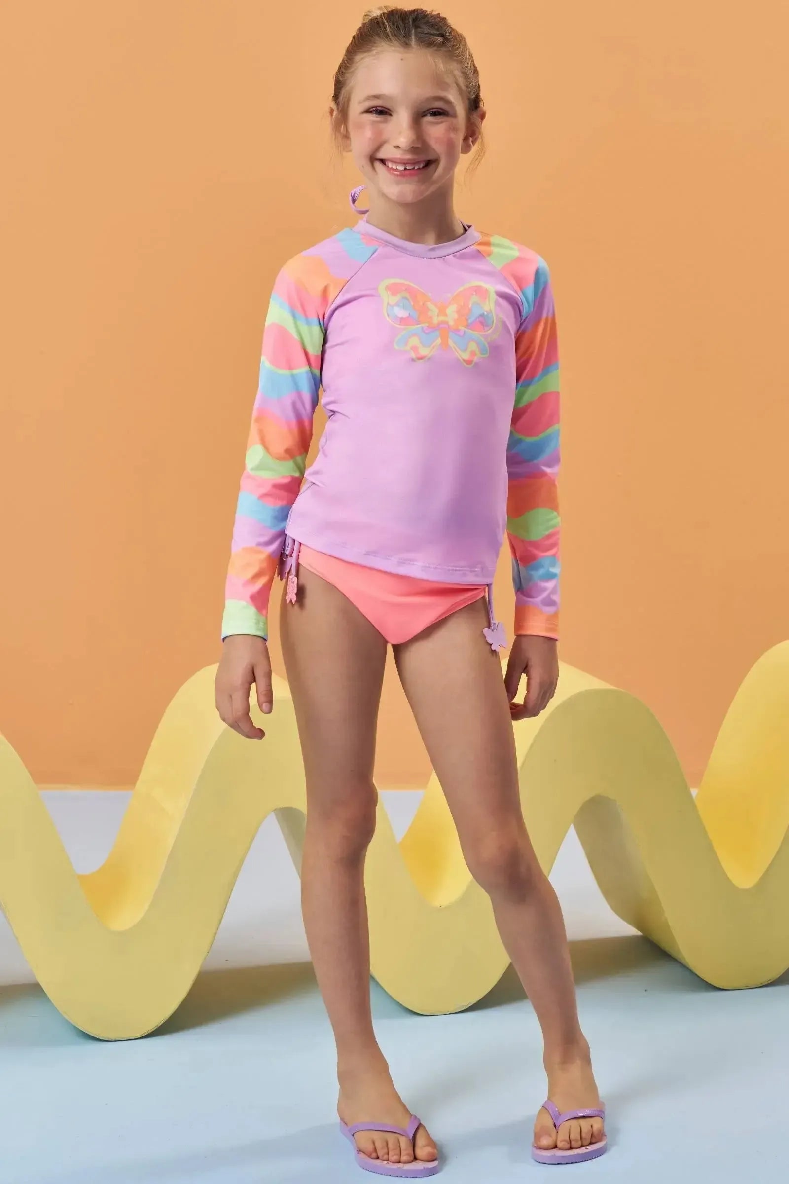 Trio de Biquíni e Blusa em Malha com Proteção UV50+ 96096 Kukiê Infantil Menina