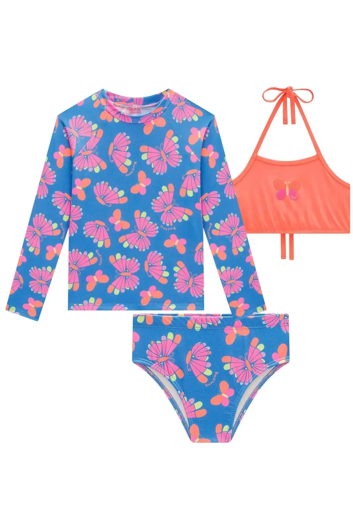 Trio de Biquíni e Blusa em Malha com Proteção UV50+ 99515 Kukiê Infantil Menina