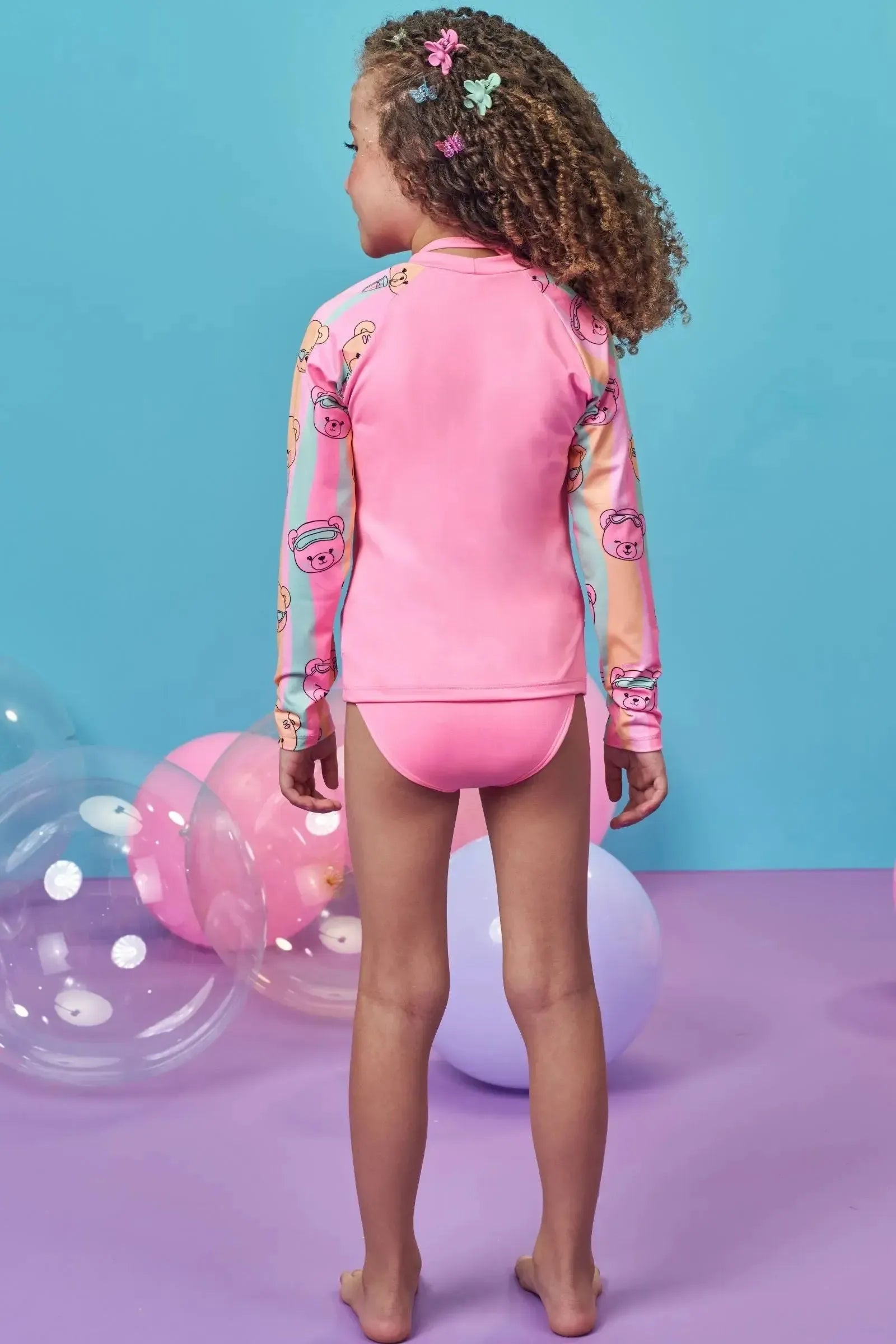 Trio de Biquíni e Blusa em Malha com Proteção UV50+ 99516 Kukiê Infantil Menina