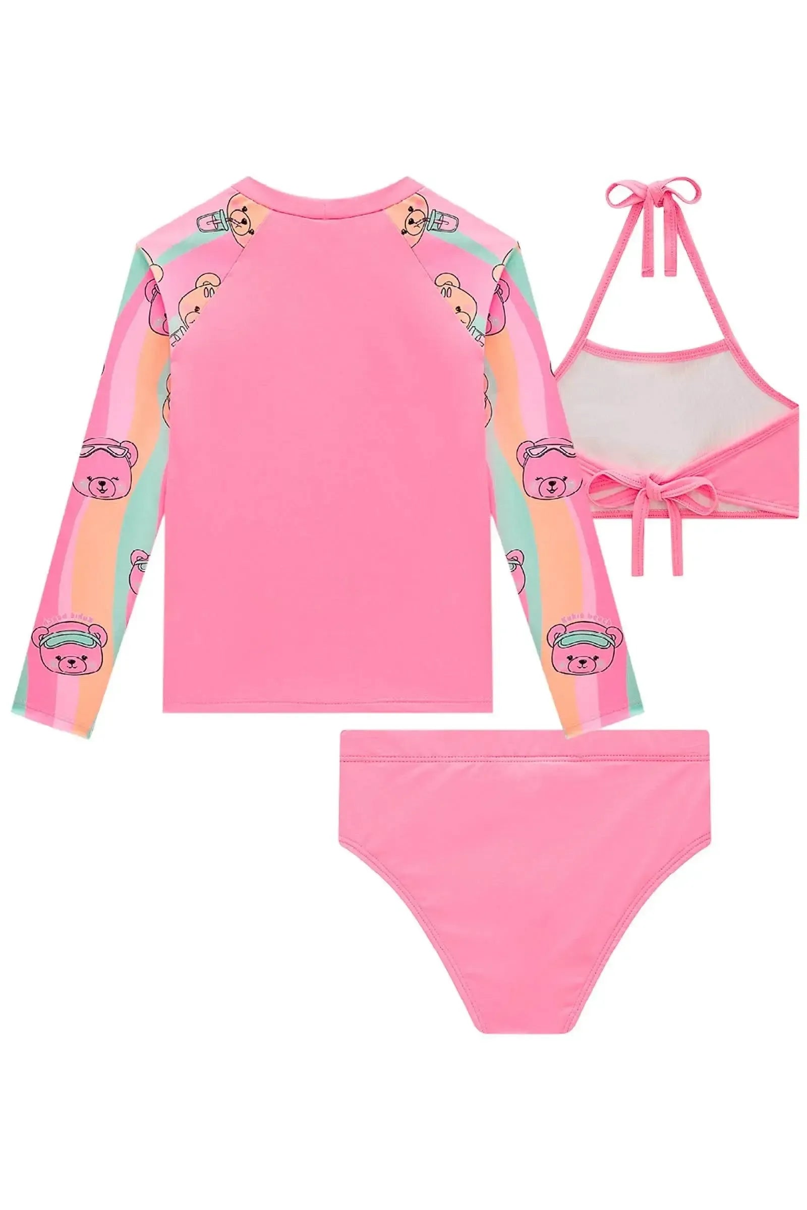 Trio de Biquíni e Blusa em Malha com Proteção UV50+ 99516 Kukiê Infantil Menina