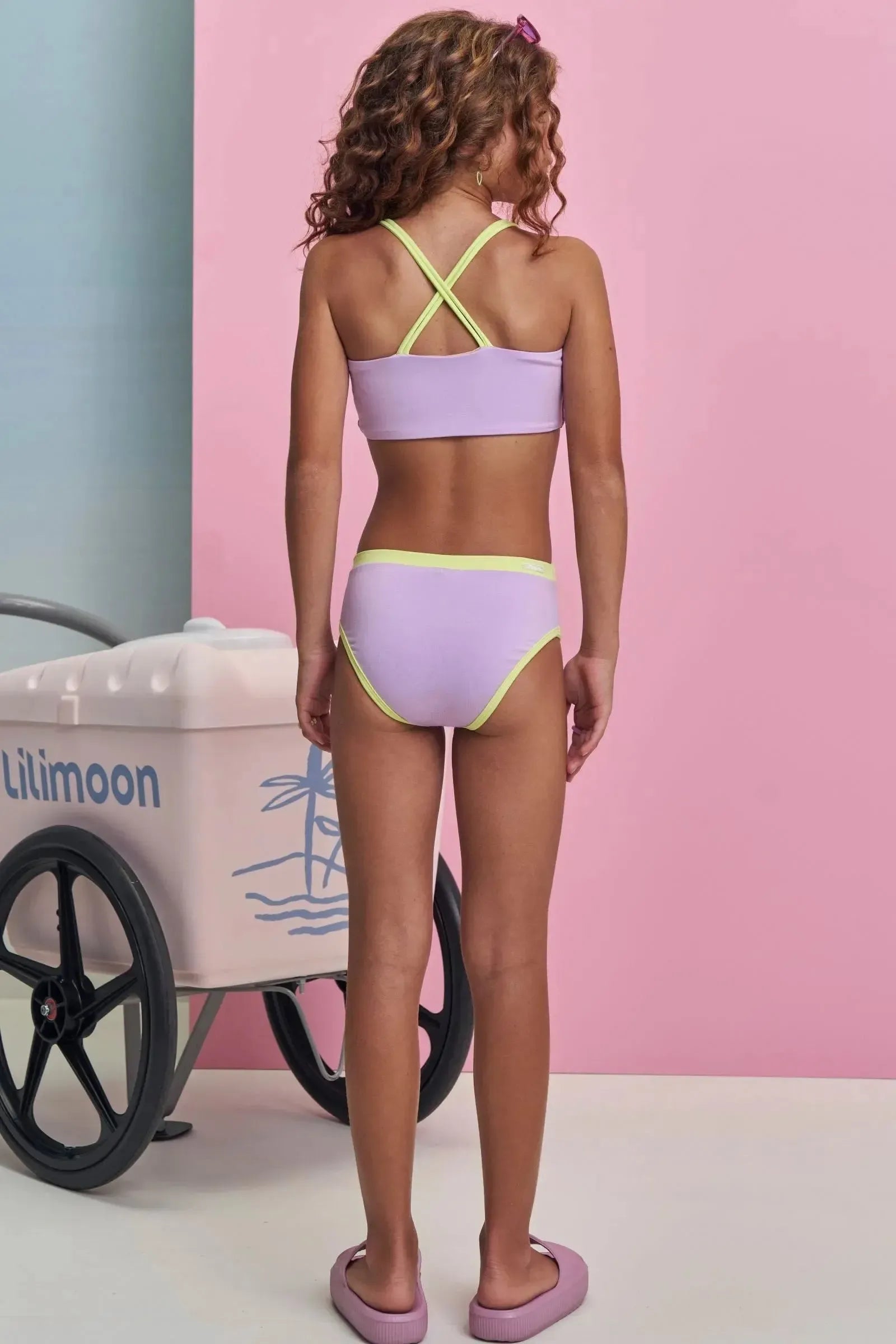 Trio de Biquíni em Malha UV Dry com Proteção Solar UV 50+ e Saída de Praia em Tela Fashion 99473 Lilimoon Teen Menina