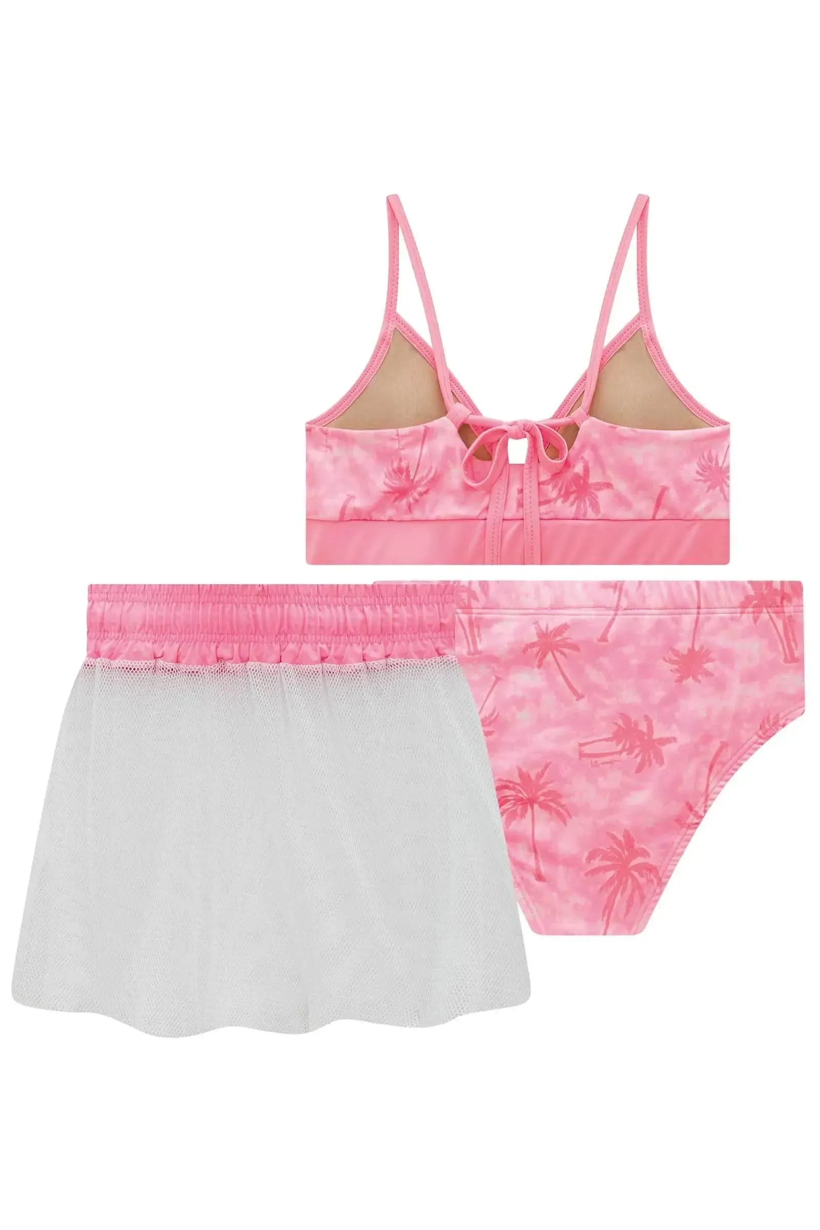 Trio de Biquíni em Malha UV Dry com Proteção UV 50+ e Saia em Tela Glamour 99488 Lilimoon Teen Menina