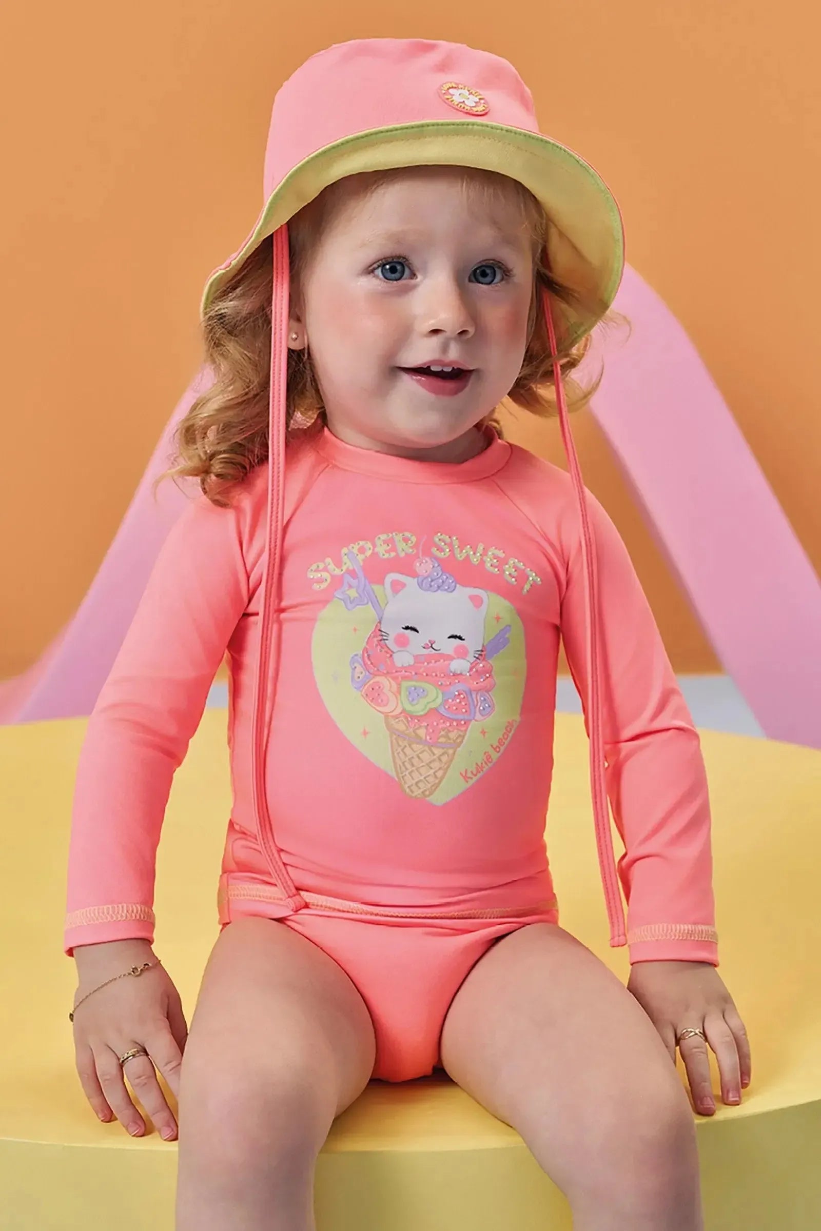 Trio de Blusa Calcinha e Chapéu com Proteção UV50+ 96252 Kukiê Bebê Menina