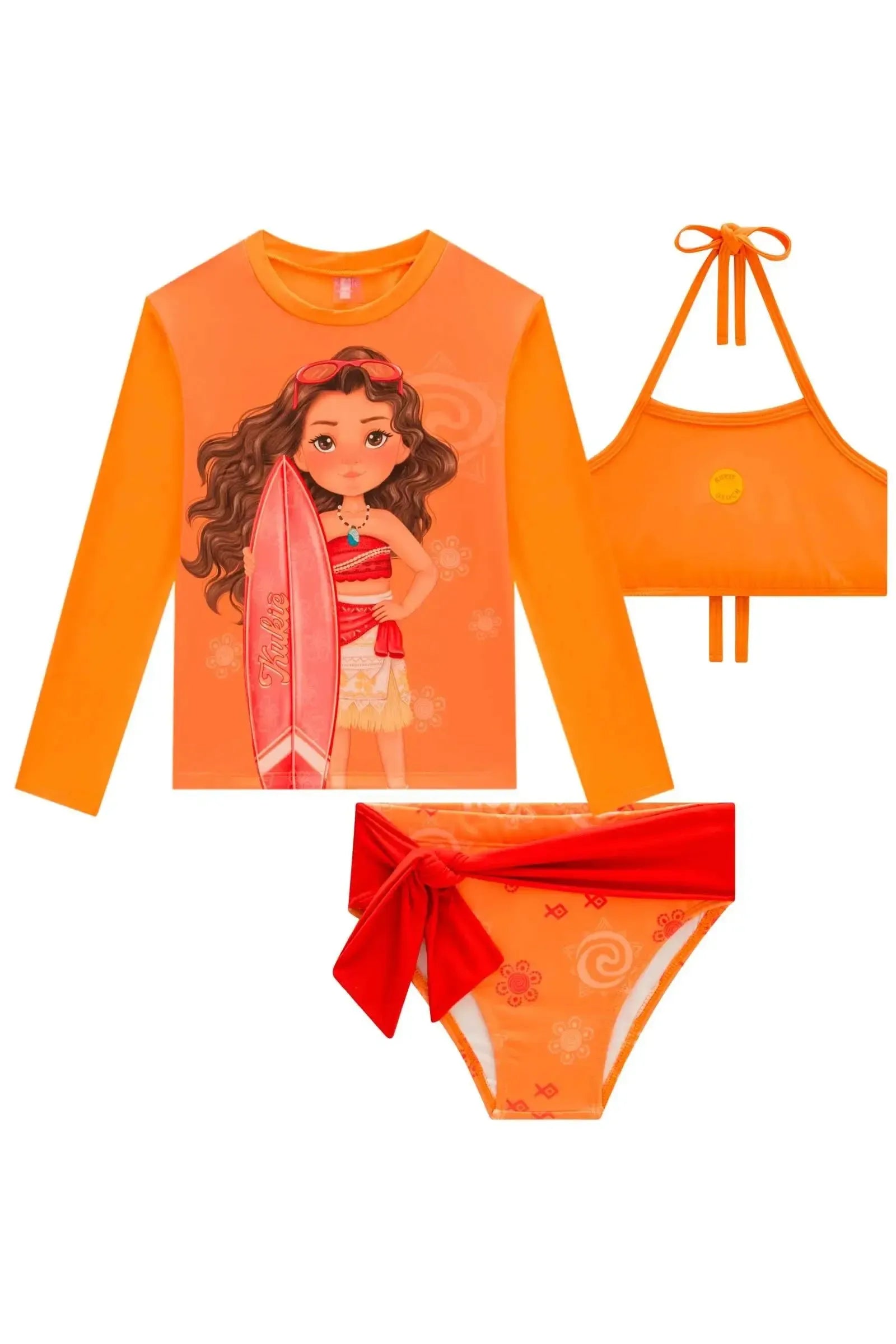 Trio de Blusa e Biquíni em Malha com Proteção UV50+ 99542 Kukiê Infantil Menina