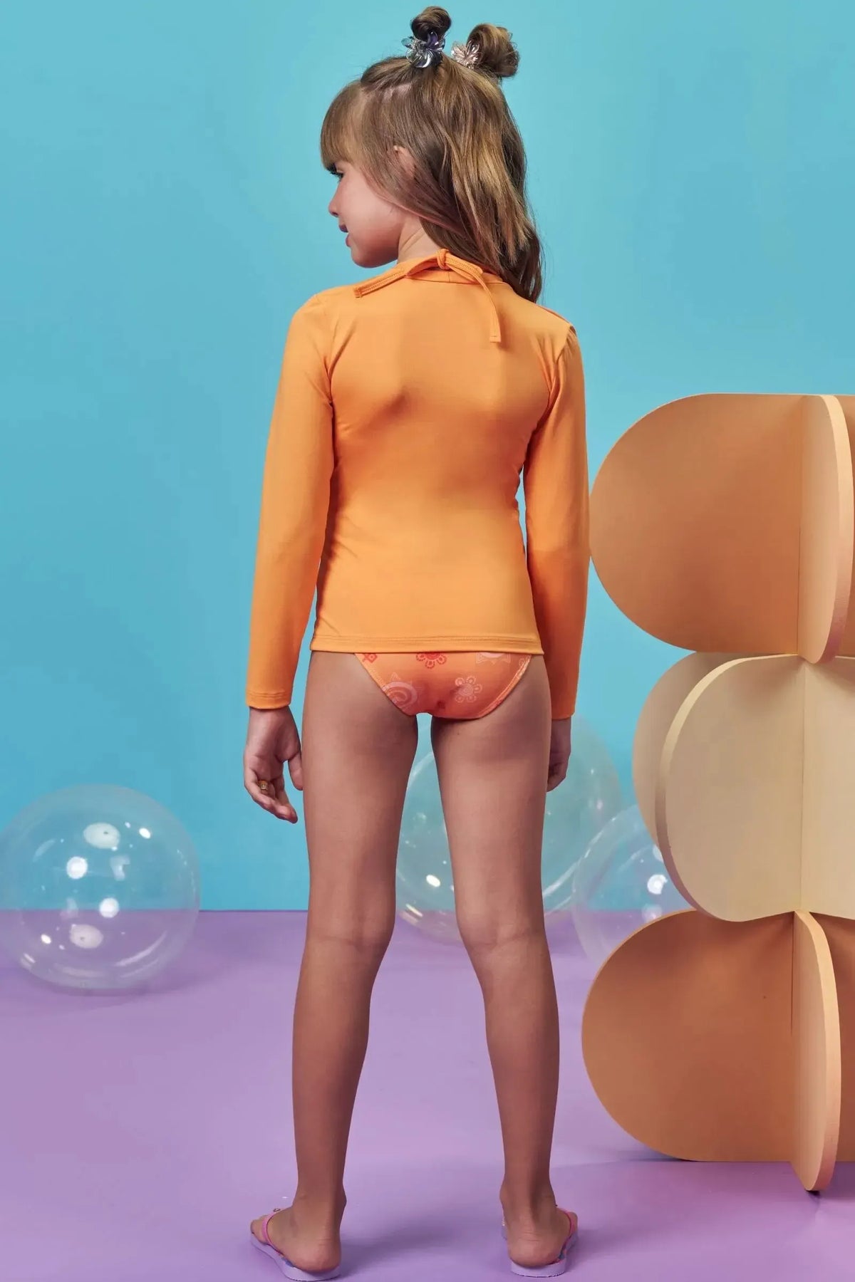 Trio de Blusa e Biquíni em Malha com Proteção UV50+ 99542 Kukiê Infantil Menina