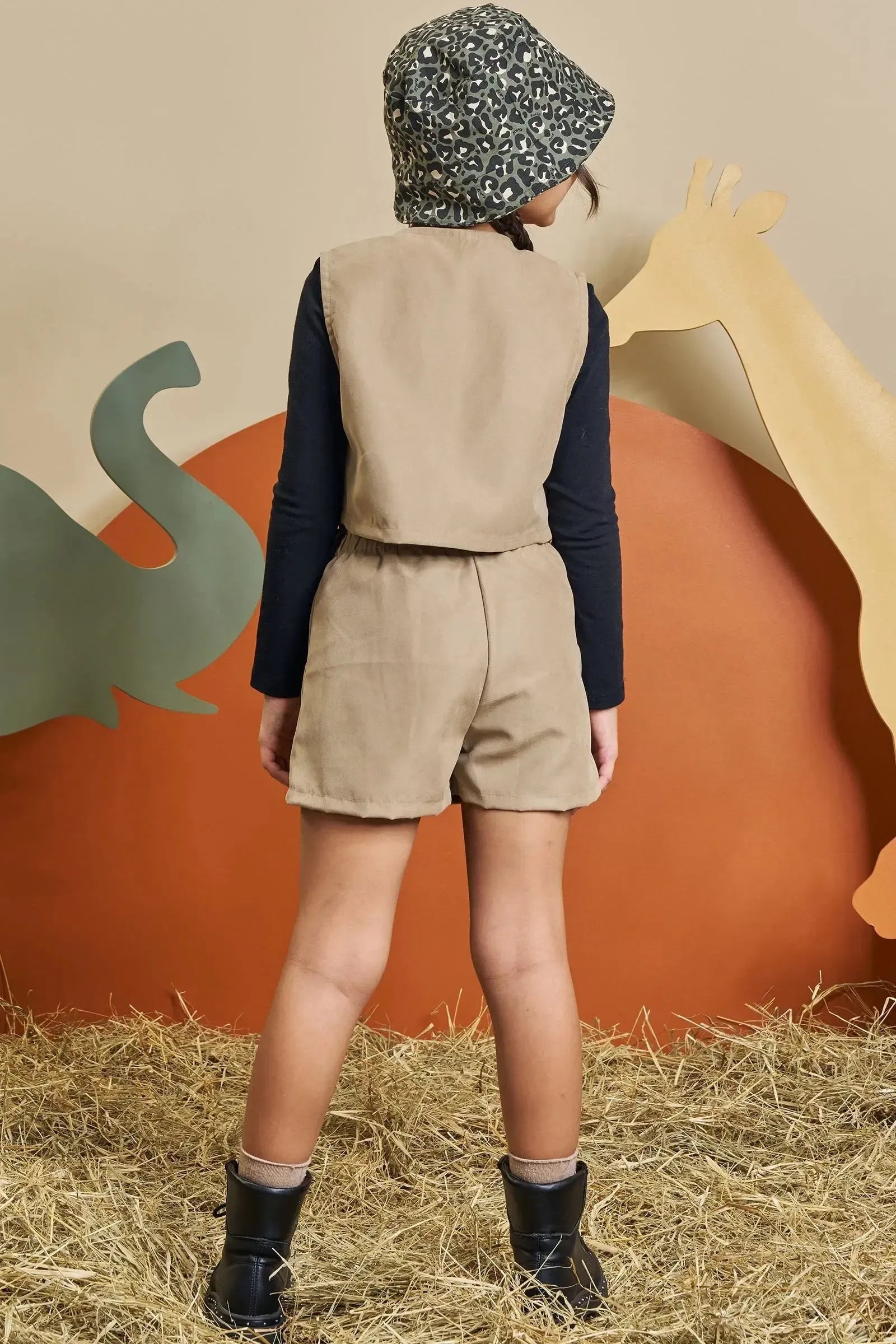 Trio de Blusa em Cotton e Colete e Short Saia em Sarja com Elastano 90662 Kukiê Infantil Menina