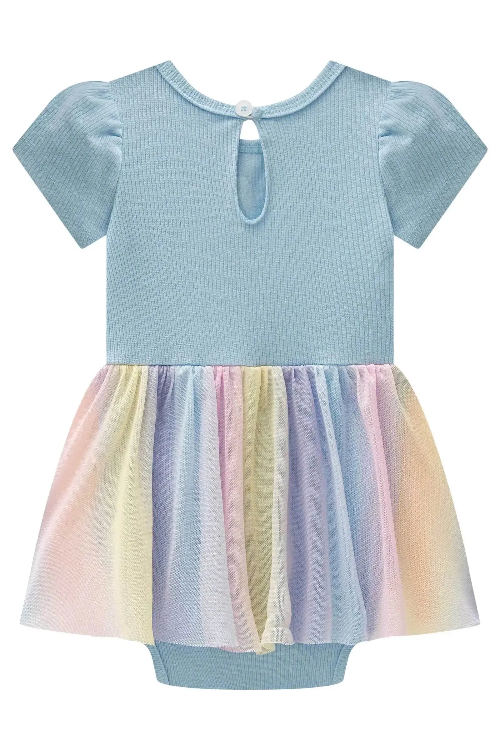 Vestbody em Canelado e Tule com Elastano 98061 Kukiê Bebê Menina