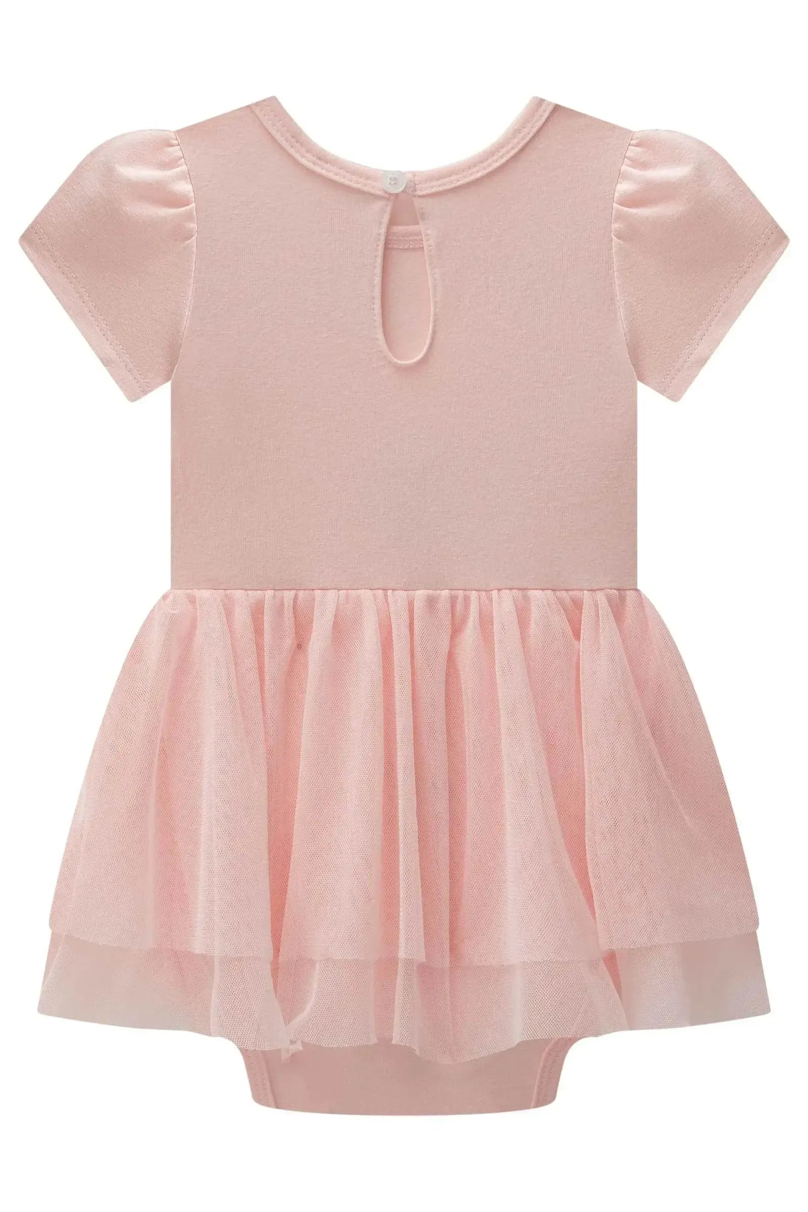 Vestbody em Cotton e Tule com Elastano 98046 Kukiê Bebê Menina