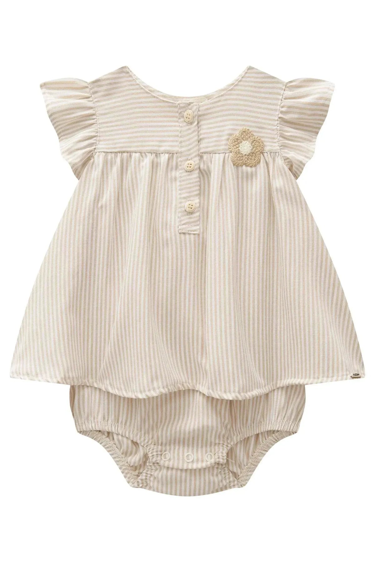 Vestbody em Tricoline Listrado 99584 Kukiê Bebê Menina