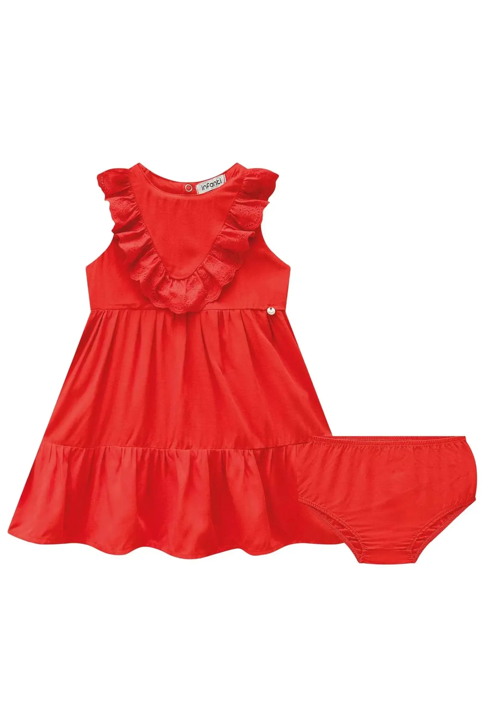 Vestido e Calcinha em Viscose Nice 83812 Infanti Bebê Menina