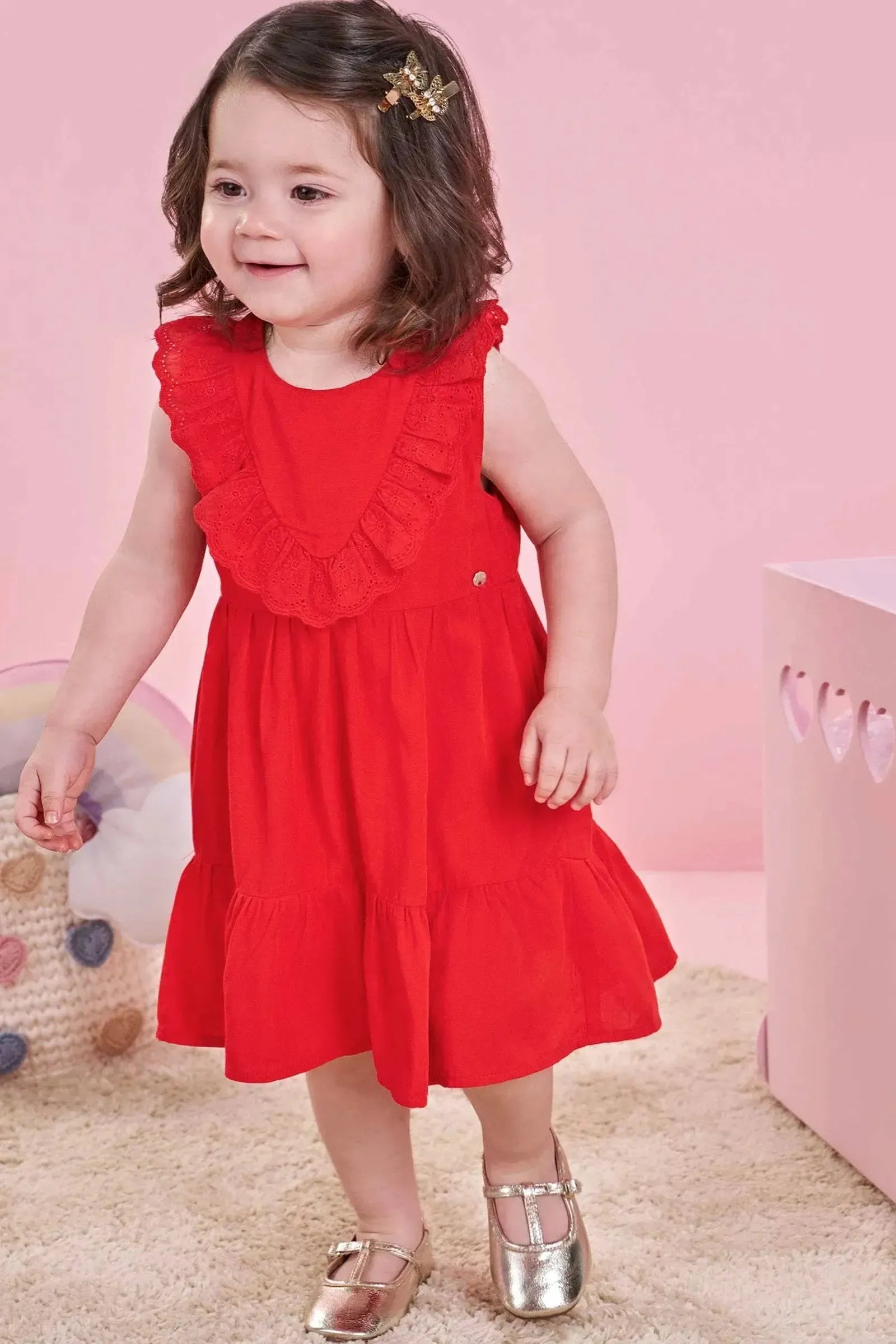 Vestido e Calcinha em Viscose Nice 83812 Infanti Bebê Menina