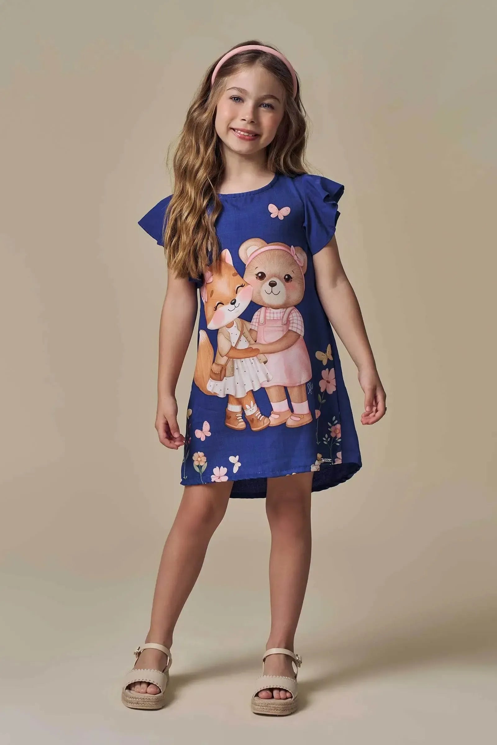 Vestido em Blend de Linho 93281 Infanti Infantil Menina