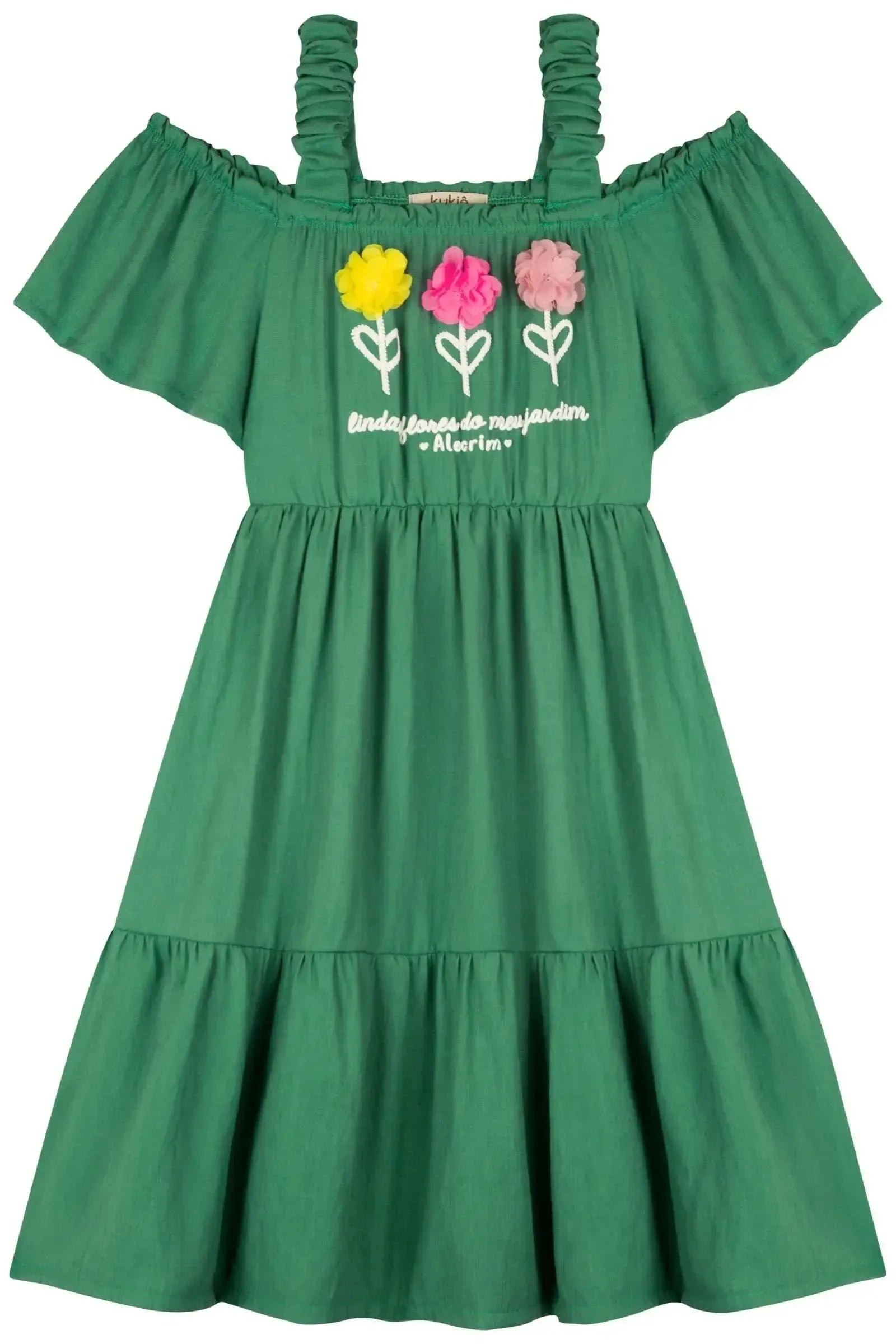 Vestido em Blend de Viscose 84024 Kukiê Infantil Menina
