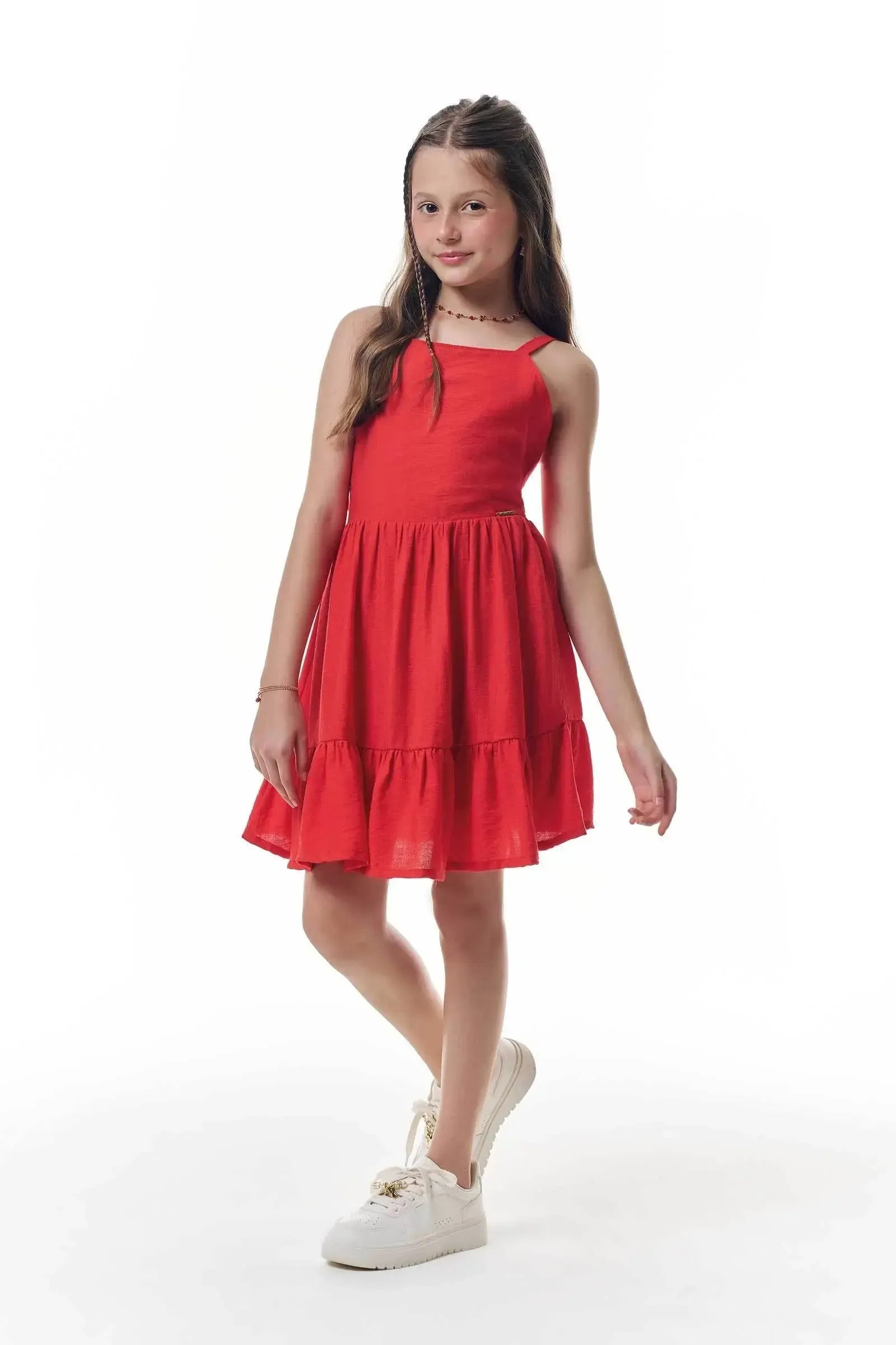 Vestido em Blend de Viscose Aruba 95586 Vic&Vicky Teen Menina