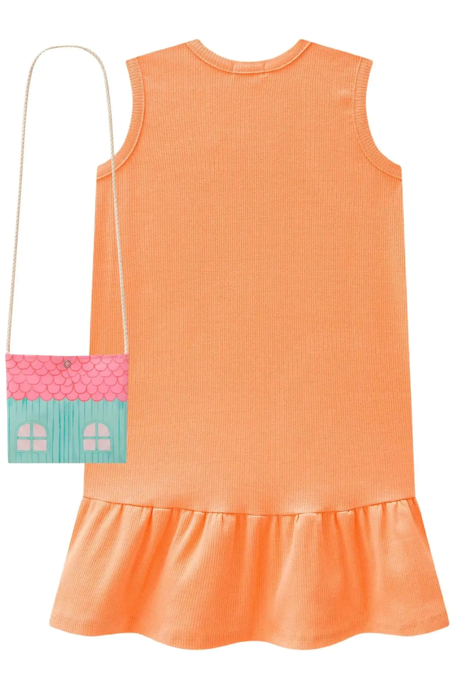 Vestido em Canelado. (Acompanha Bolsa) 98969 Kukiê Infantil Menina