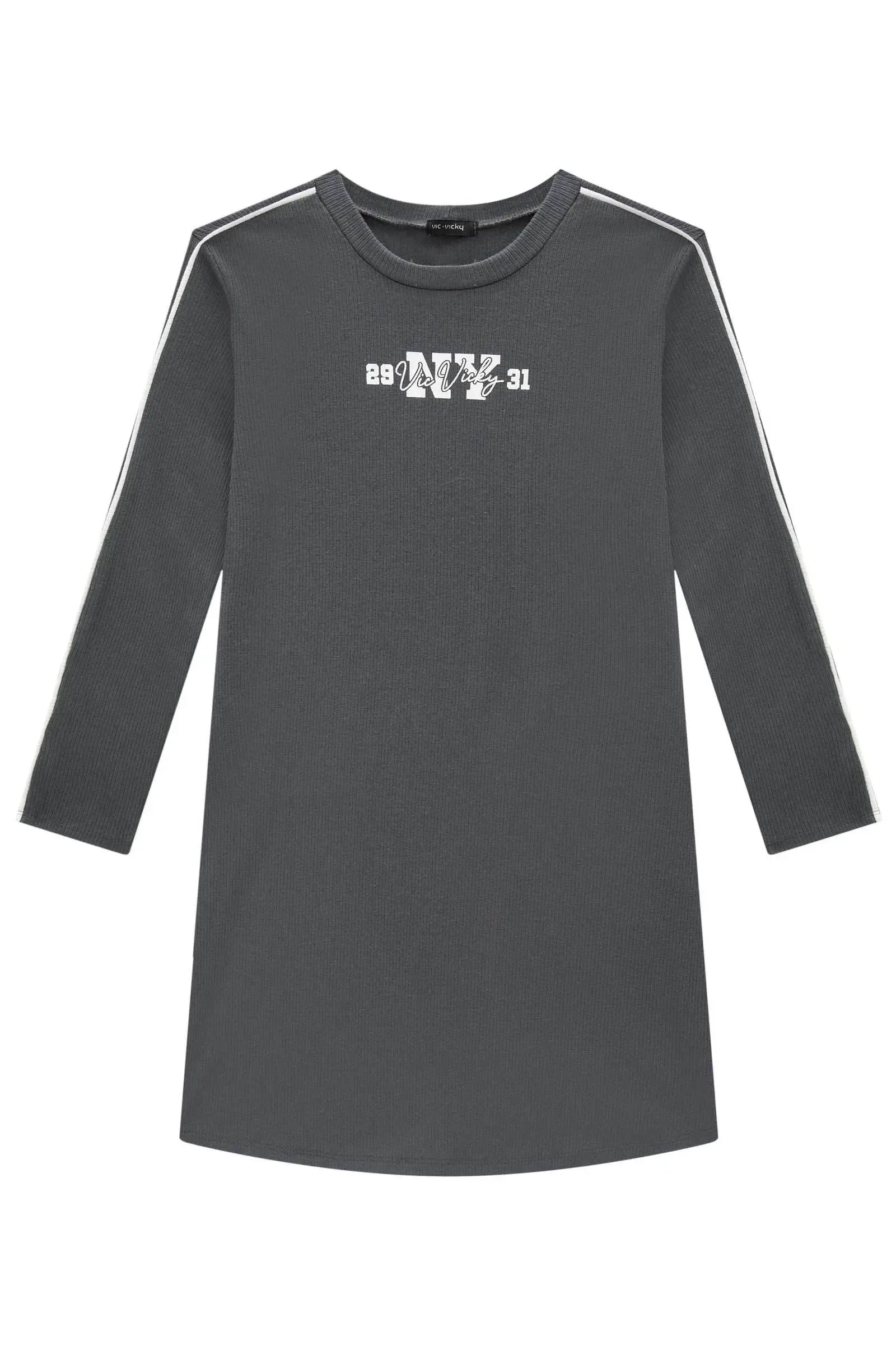 Bibiy. DOMINIQUE KNIT DARK GRAY ビビィ Vestido Canelado Liz Teen Cinza Vic&Vicky - Conforto e Estilo