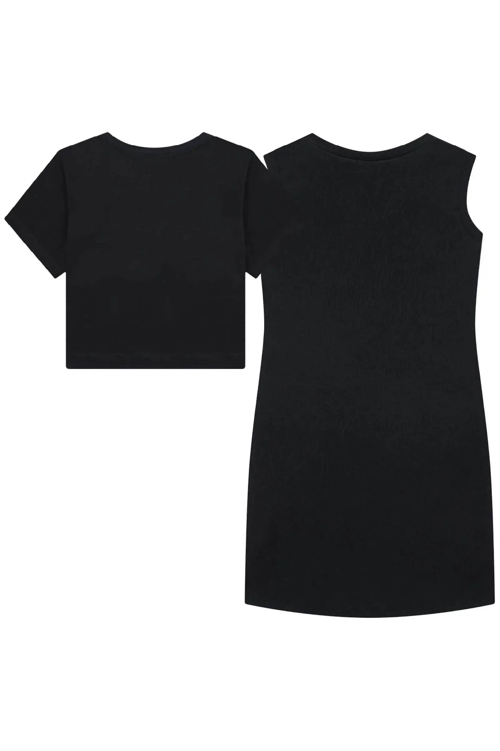 Vestido em Canelado Liz e Blusa de Sobreposição em Meia Malha 94619 Lilimoon Teen Menina