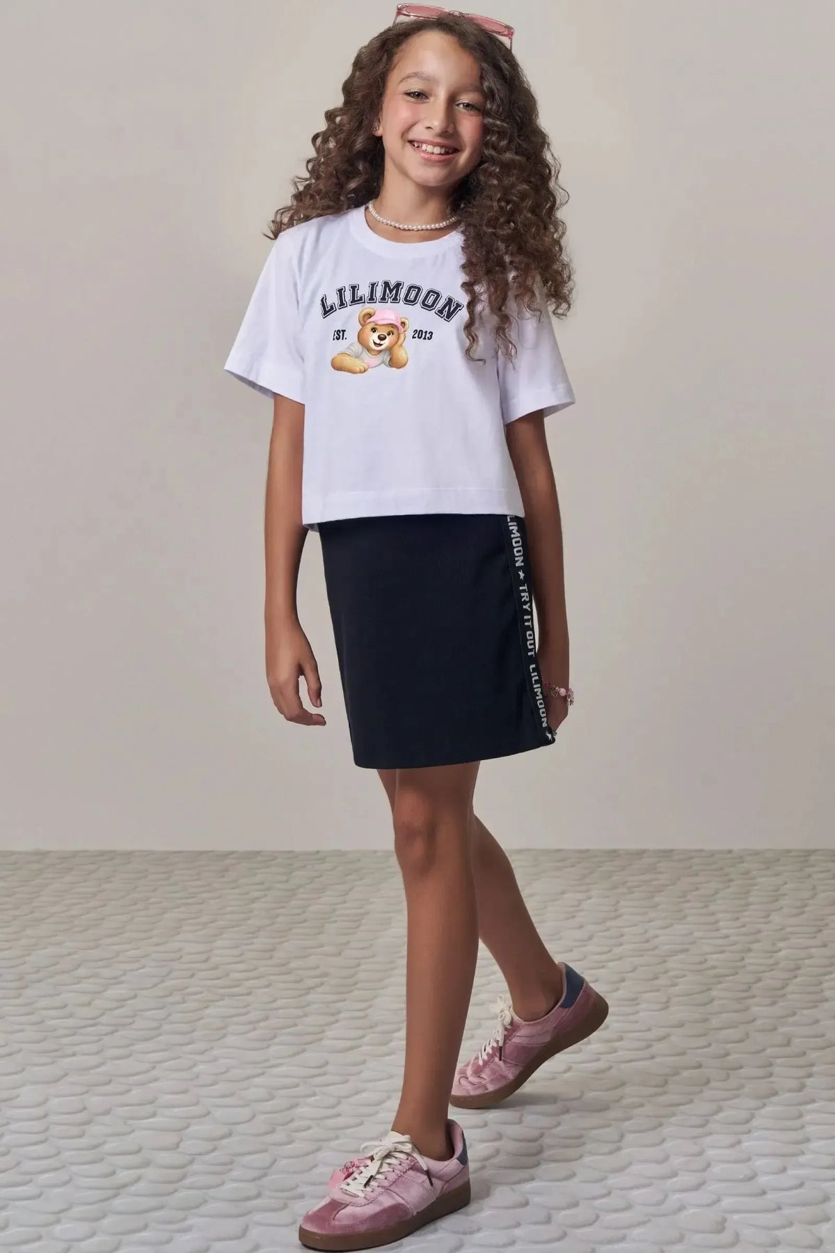 Vestido em Canelado Liz e Blusa de Sobreposição em Meia Malha 98203 Lilimoon Teen Menina