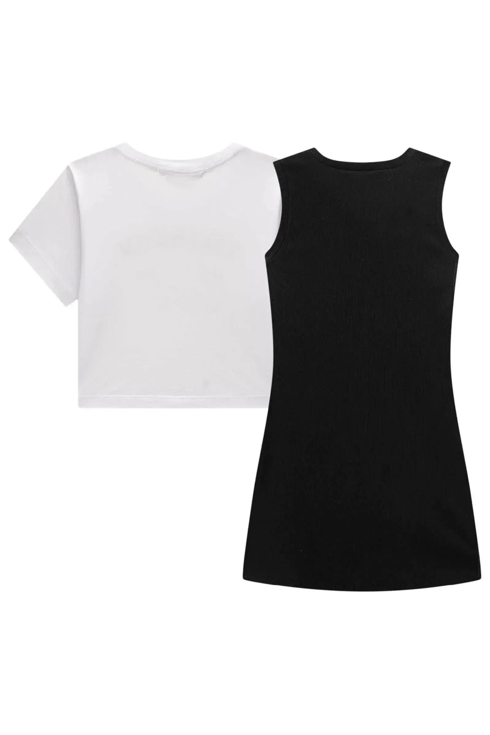Vestido em Canelado Liz e Blusa de Sobreposição em Meia Malha 98203 Lilimoon Teen Menina