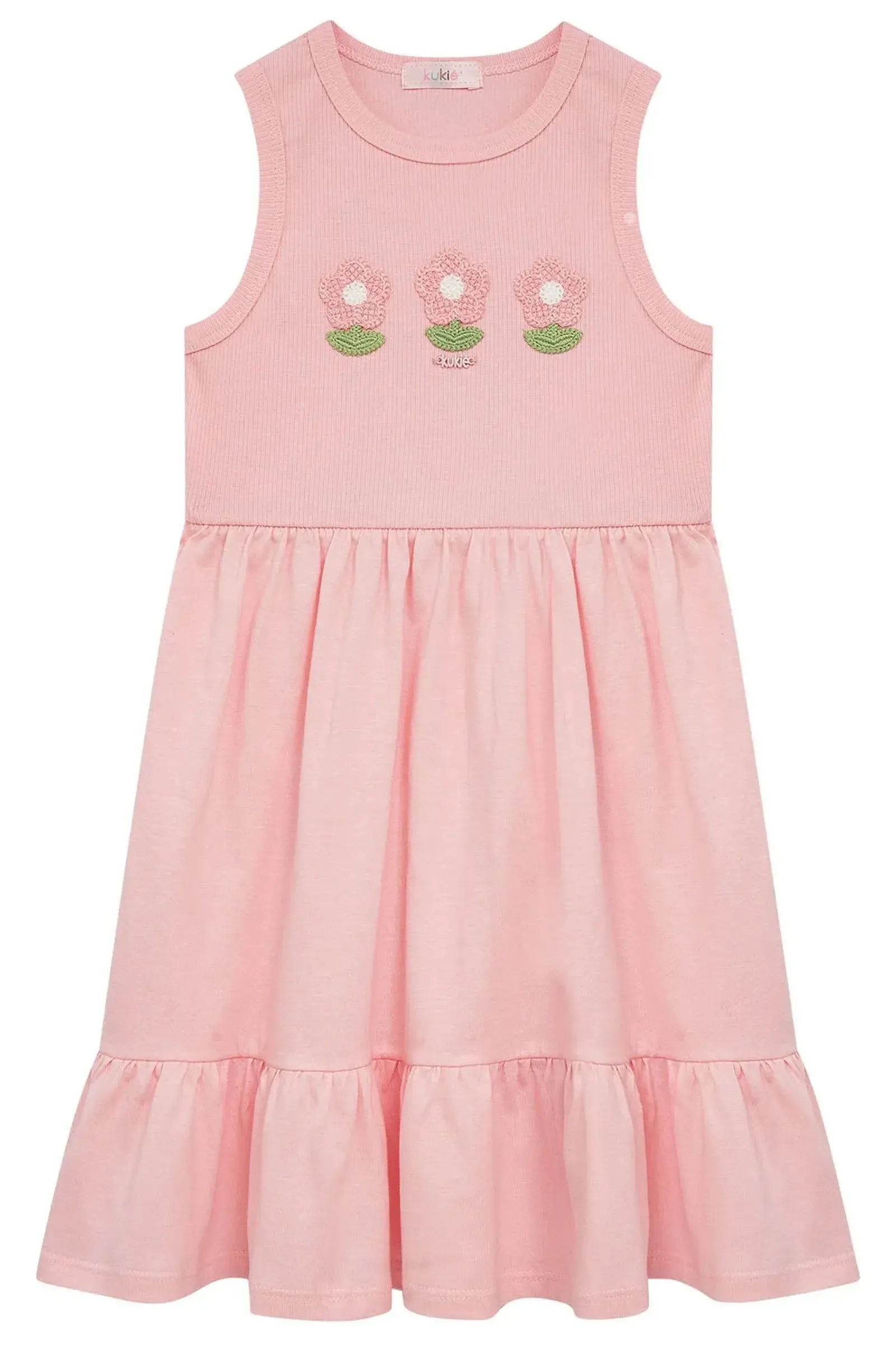 Vestido em Canelado Liz e Meia Malha 95084 Kukiê Infantil Menina