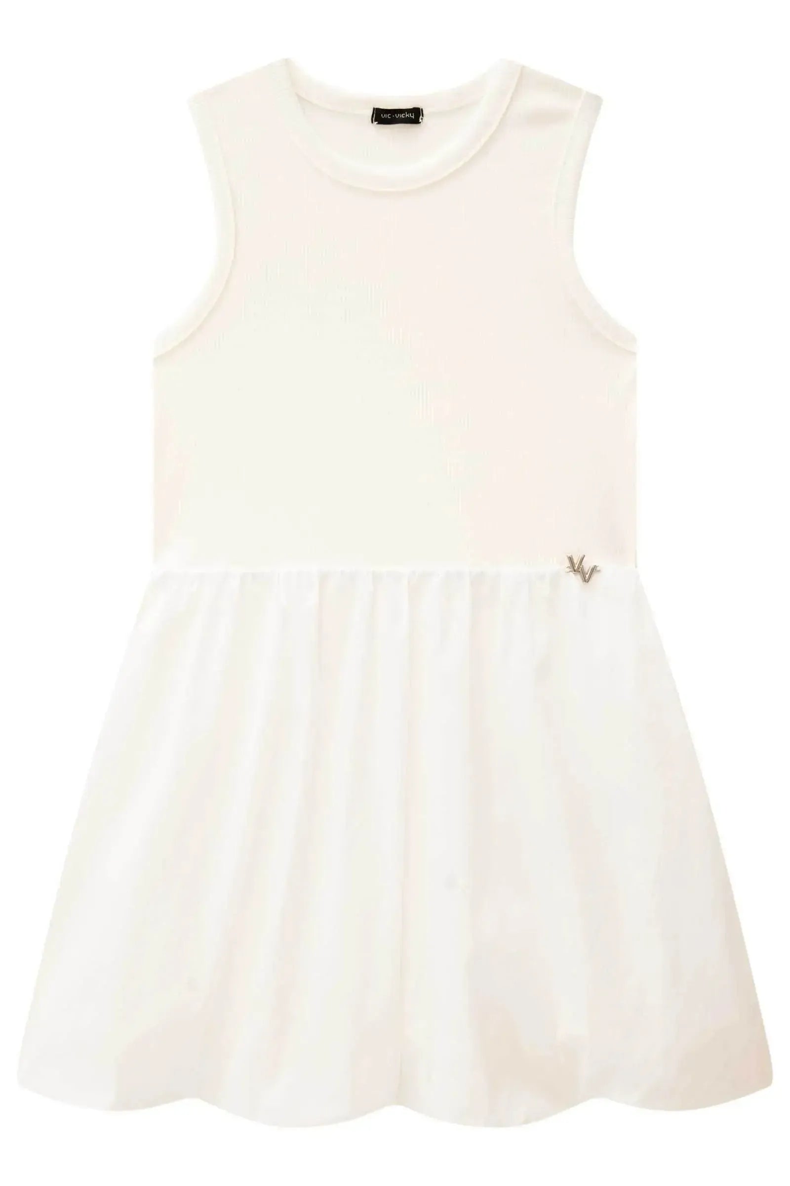 Vestido em Canelado Liz e Tricoline Mônaco 87852 Vic&Vicky Teen Menina
